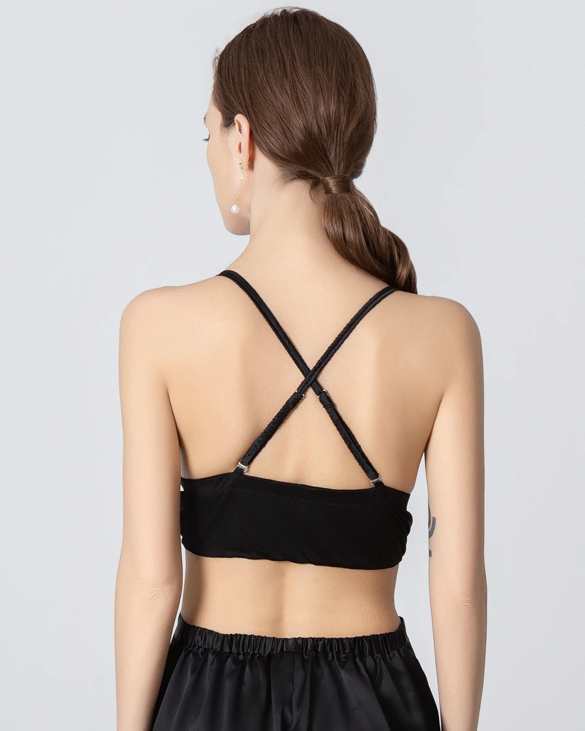 French Triangle Cup Camisole Silk Bra - Women's Soft Lace Bralette for Comfort & Support | Perfect for Sleepwear, Lounge Wear & Layering Under Sheer Tops