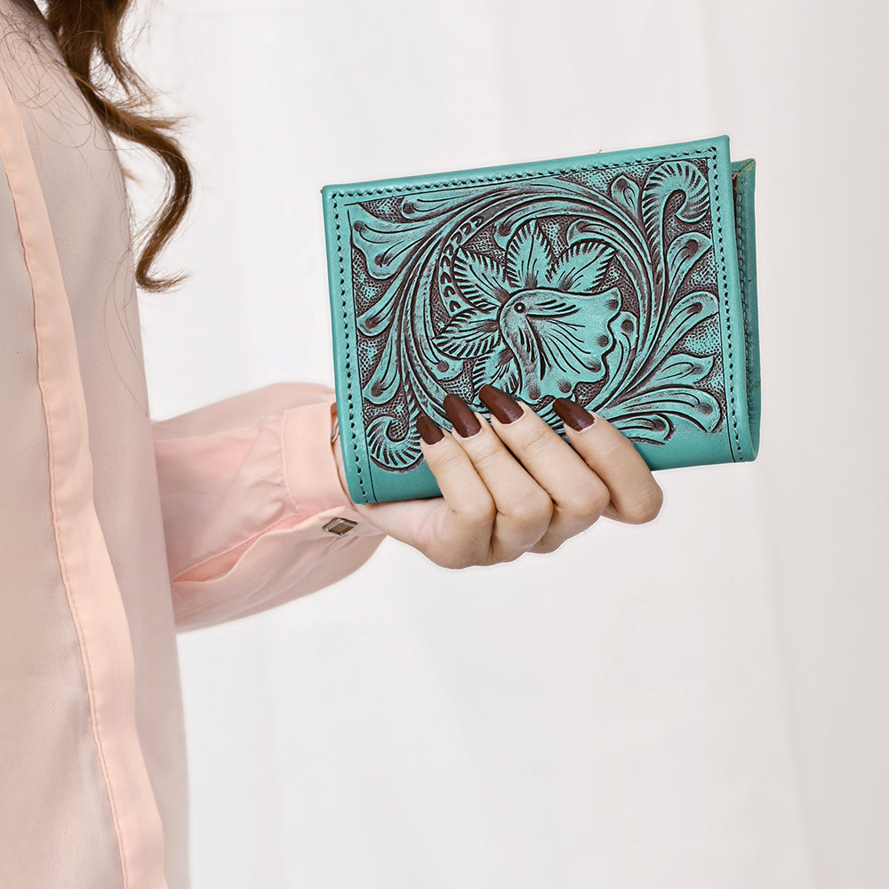 **American Darling WALLET – Hand-Tooled Genuine Leather Women's Western Handbag & Purse – Perfect for Cowgirl Fashion, Rodeo Events, and Everyday Use**