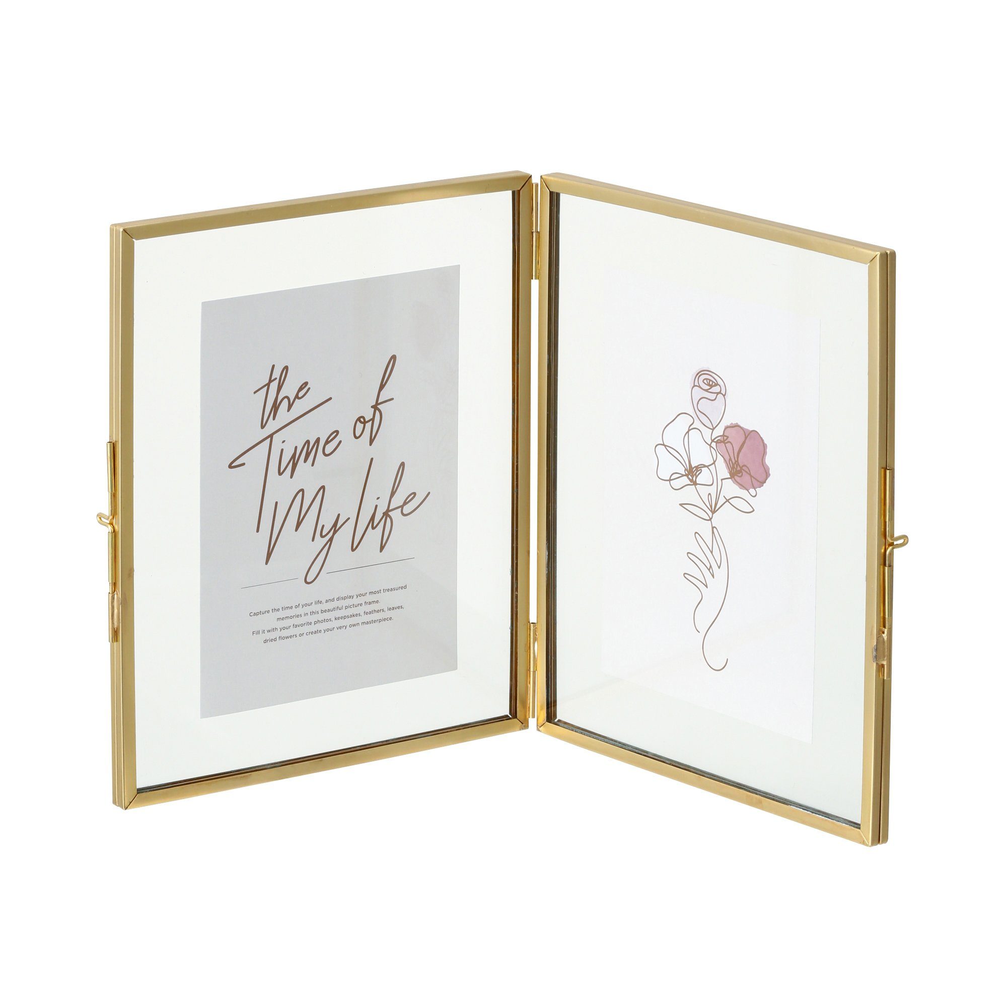 Premium Gold Metal Glass Frame with 2 Windows - Elegant Home & Office Decor for Picture Display and Wall Art