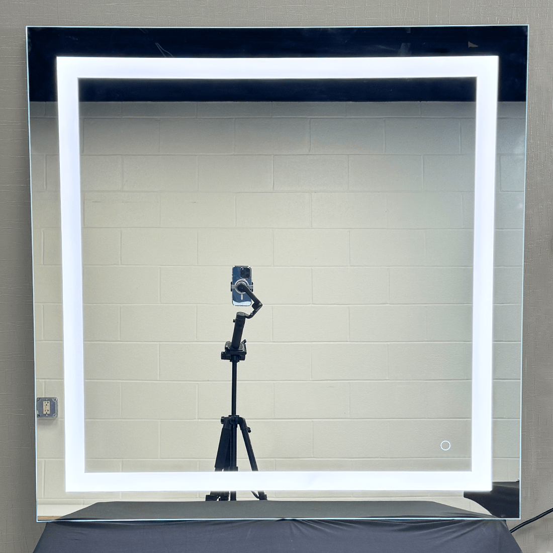 36 x 36 Inch LED Bathroom Vanity Mirror with Defogger & Touch Controls - Inner Window Design, Dimmable Lighting for Makeup, Shaving & Home Decor