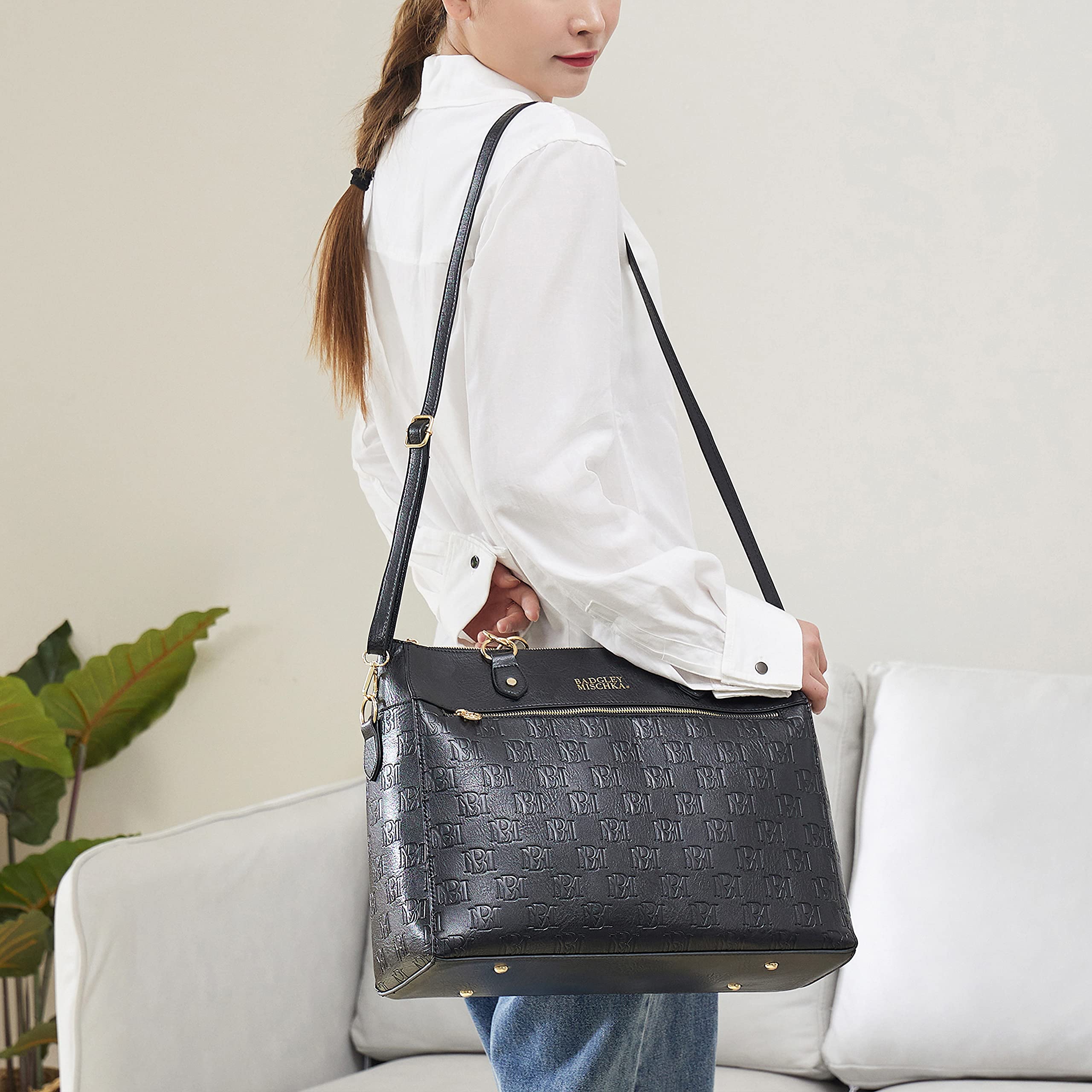 Badgley Mischka Madalyn Vegan Leather Weekender Travel Tote Bag - Stylish Carry-On for Weekend Getaways & Business Trips