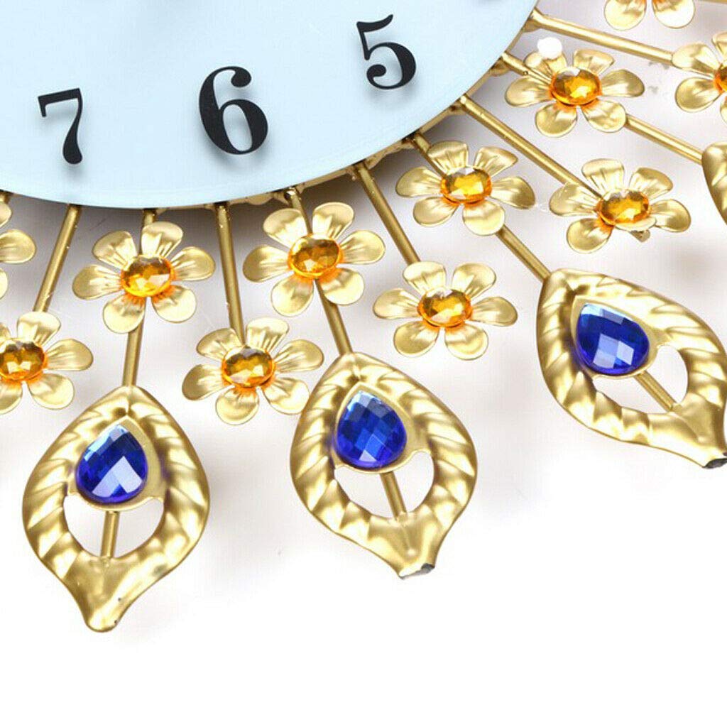 Elegant Peacock Crystal Diamond Wall Clock - Large Decorative Clock for Home, Office & Living Room Decor | Perfect for Modern Interiors, Gifts & Wall Accents
