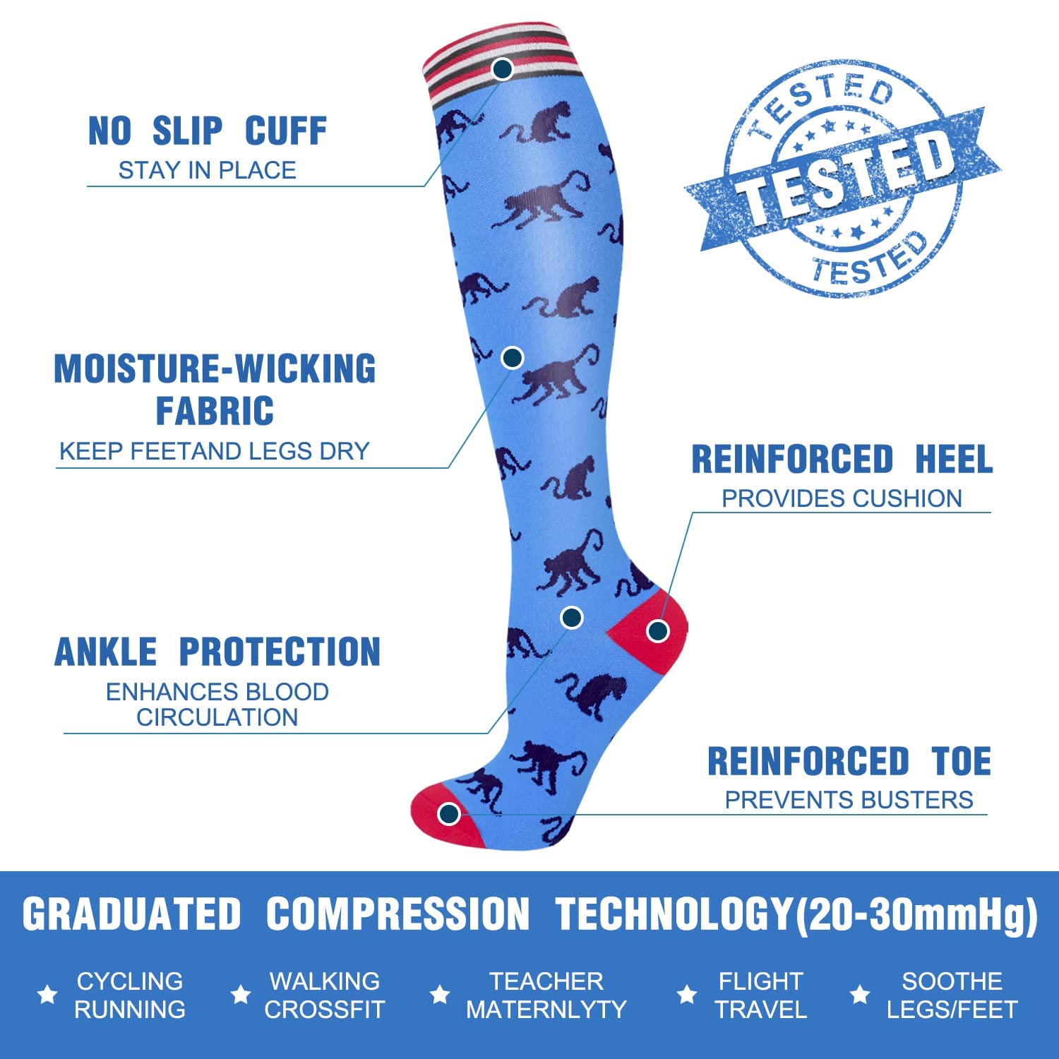 5/7 Pairs Medical Grade Compression Socks for Women & Men - 20-30 mmHg Support Stockings for Running, Nursing, Travel & Varicose Veins Relief - Improve Blood Circulation & Reduce Leg Swelling (Perfect for Athletes, Nurses & Frequent Flyers)