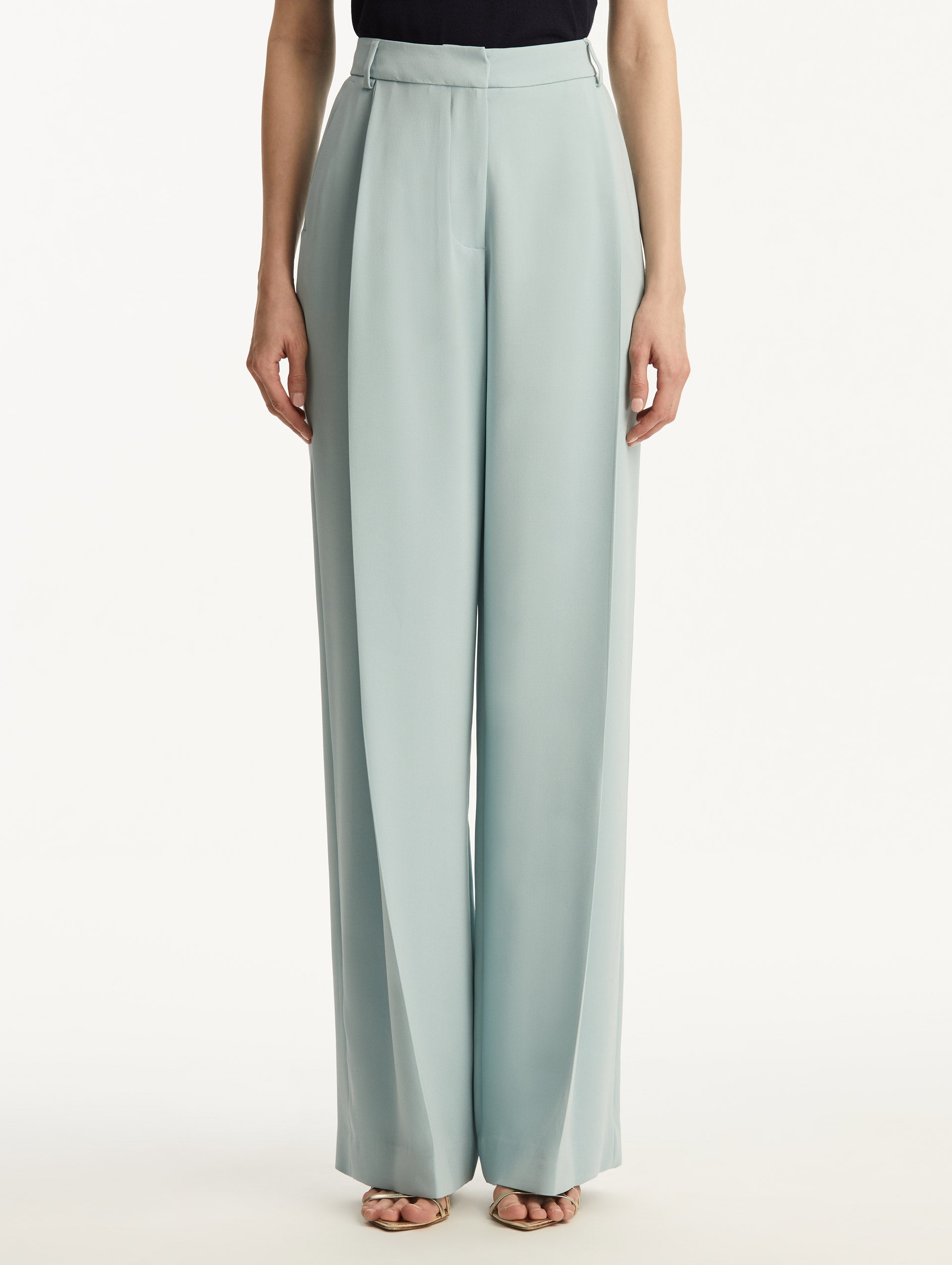 Luxury Wide Leg Silk Georgette Pants for Women - Elegant High Waist Palazzo Trousers for Office, Party & Special Occasions