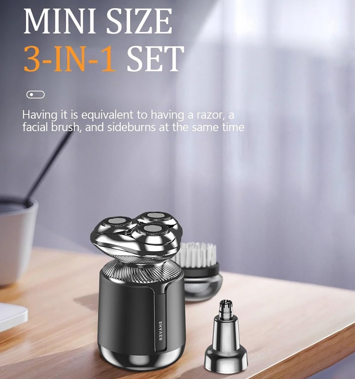 3-in-1 Electric Head Shaver for Bald Men - Wet/Dry Rotary Shaver with Detachable Heads & Grooming Kit - Perfect for Travel, Gym & Daily Shaving Routine