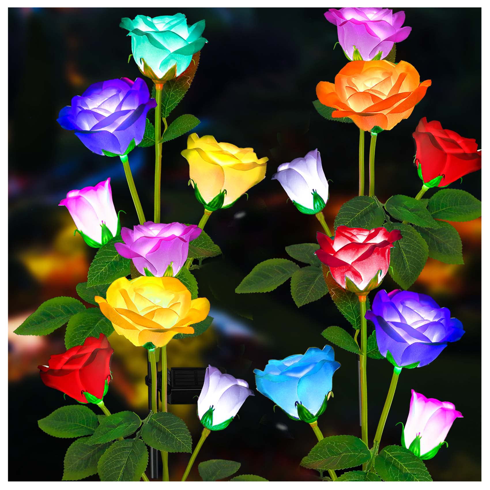TONULAX Solar Garden Lights Outdoor - 7 Color Changing Rose Lights for Yard, Garden, Pathway Decoration | Upgraded Solar Panel, Realistic Rose Flower Design | Perfect for Patio, Lawn, Backyard (4 Pack)