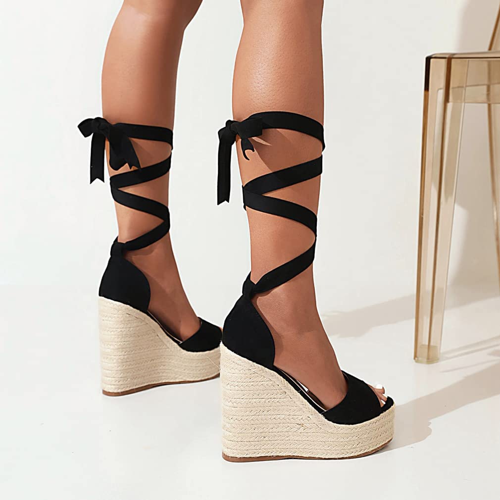 ZBYY Women's Wedge Strappy Sandals - Comfortable Espadrille Platform Sandals with Cross Ankle Strap, Open Toe Design for Summer | Perfect for Beach, Vacation, and Casual Outings