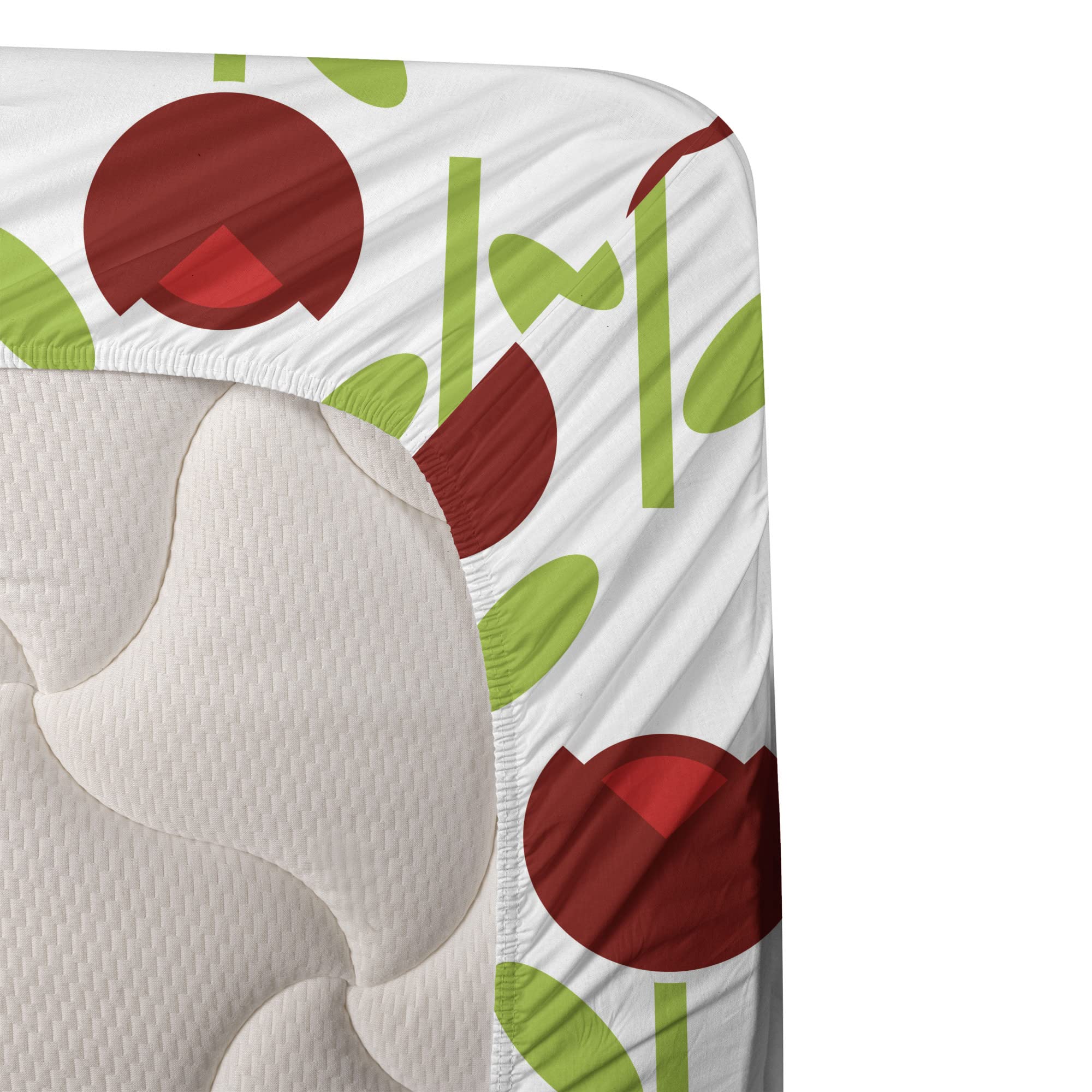 Ambesonne Floral Sheet Set 3-Piece - Twin Size Burgundy Tulips Print on White & Lime Green Backdrop | Soft Fitted & Flat Sheets with Pillowcase | Perfect for Guest Rooms, Dorms & Cozy Bedroom Decor