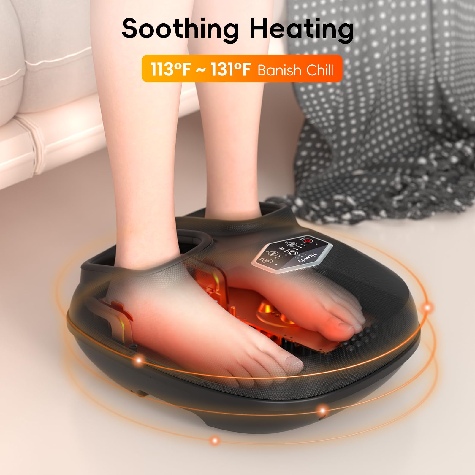 Premium Shiatsu Foot Massager with Heat & Compression - Deep Kneading Therapy, 3 Intensity Levels, Remote Control - Perfect Gift for Women, Men, Parents - Fits US Size 12, Washable Covers & Portable Bag - Ideal for Home Relaxation, Office Stress Relief & Post-Workout Recovery