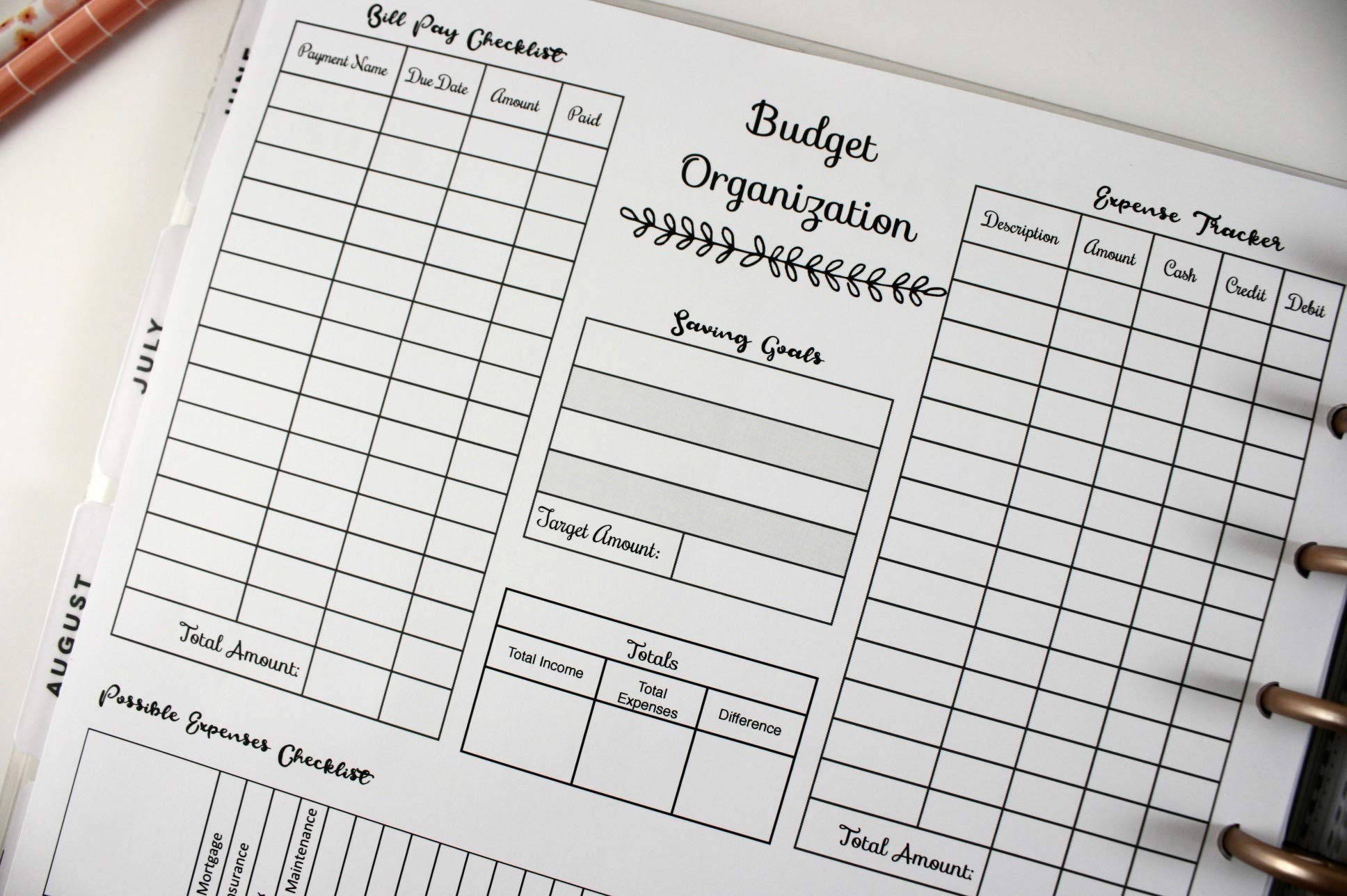 Big Happy Planner Monthly Budget Inserts for 11-Disc Planner - Budget Organization & Bill Pay System - Expense Tracker with Possible Expenses - Perfect for Financial Planning & Money Management
