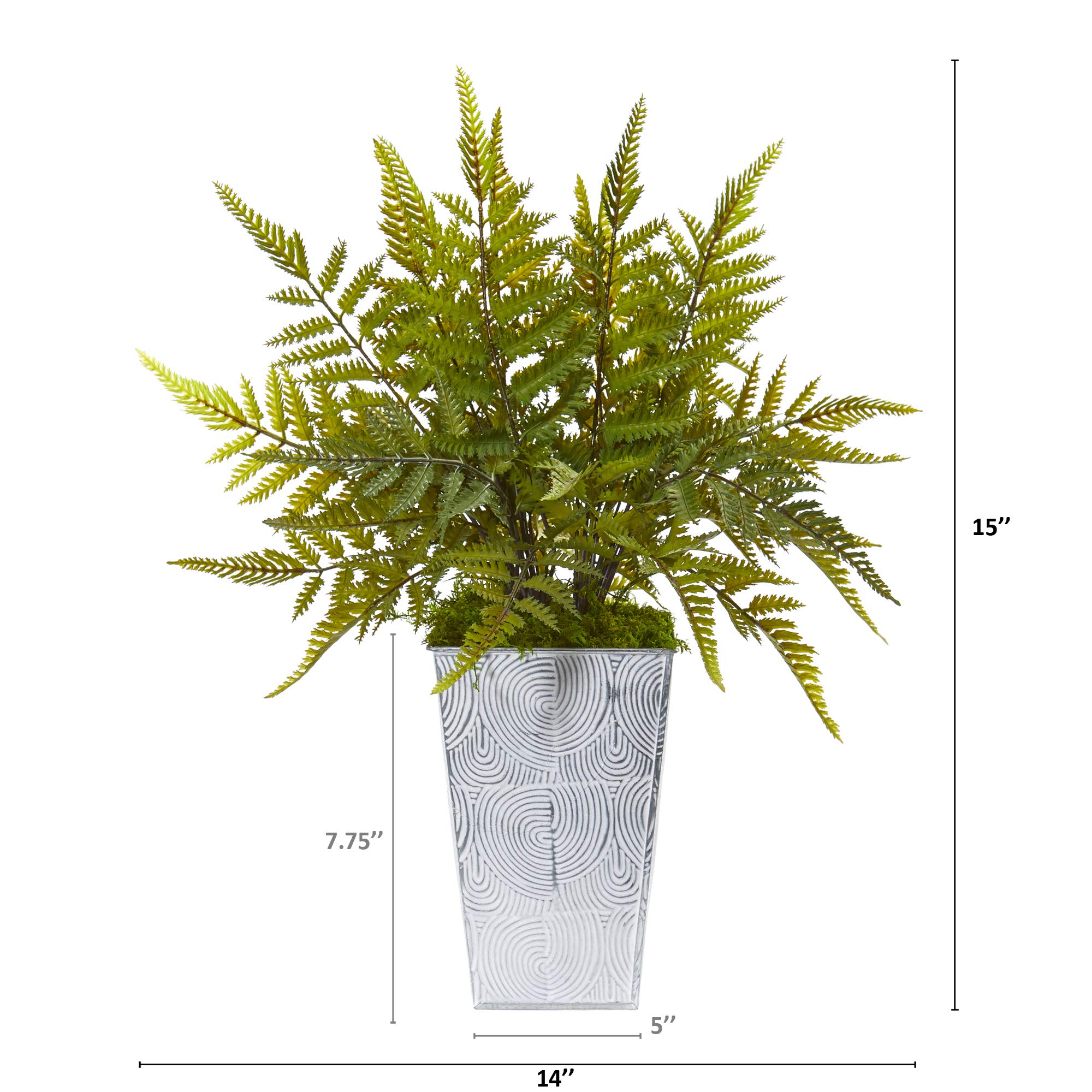 Nearly Natural 15 Inch Artificial Fern Silk Plant in Green - Perfect for Home Decor, Office Plants, and Indoor Greenery