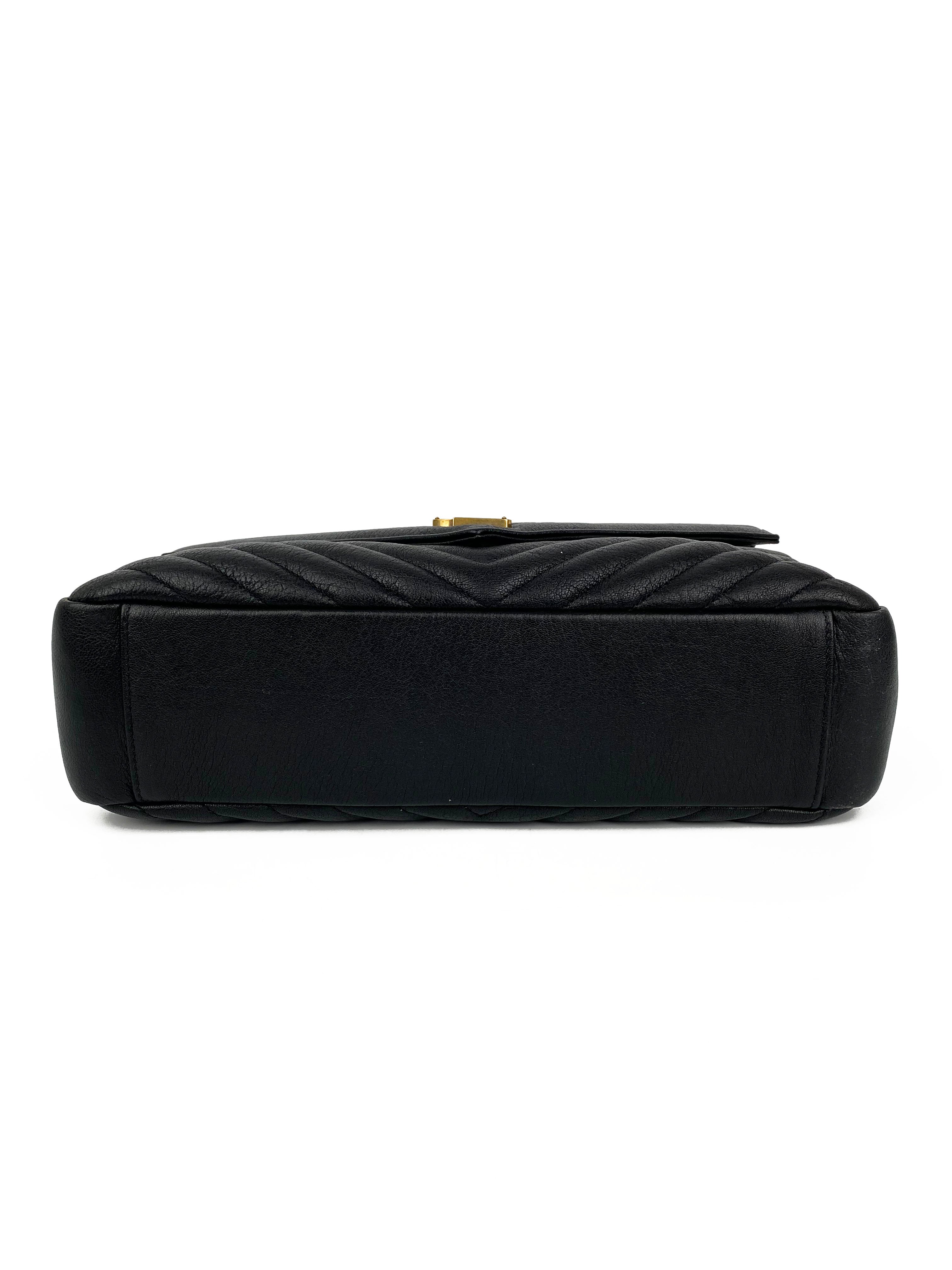 Saint Laurent Large Black Quilted Leather College Bag - Luxury Designer Handbag for Women, Perfect for Work, Travel & Everyday Use
