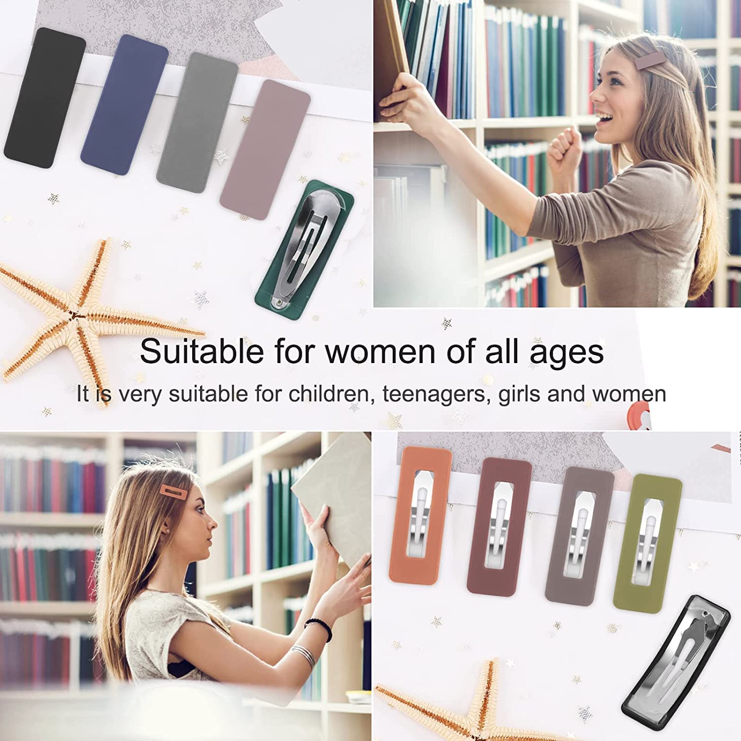 20 Pack Matte Acrylic Metal Snap Hair Clips for Women & Girls - Fashion Hair Barrettes & Hairpins Accessories - Square Design (20 PCS) - Perfect for School, Parties, Weddings & Daily Styling