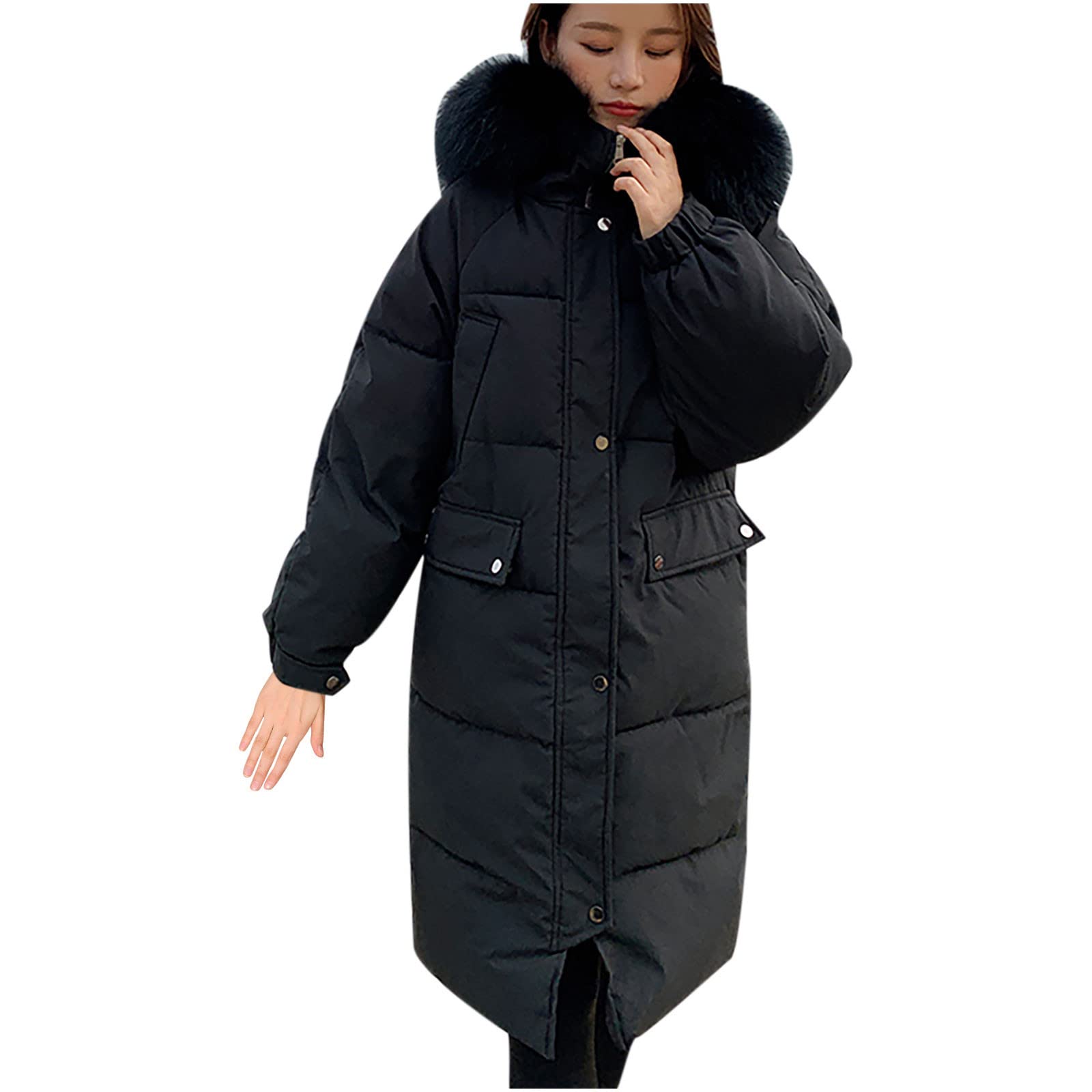 Women's Slim Fit Thermal Hooded Maxi Jacket - Winter & Fall Warm Coat with Adjustable Hood | Perfect for Outdoor Activities, Commuting & Cold Weather Fashion