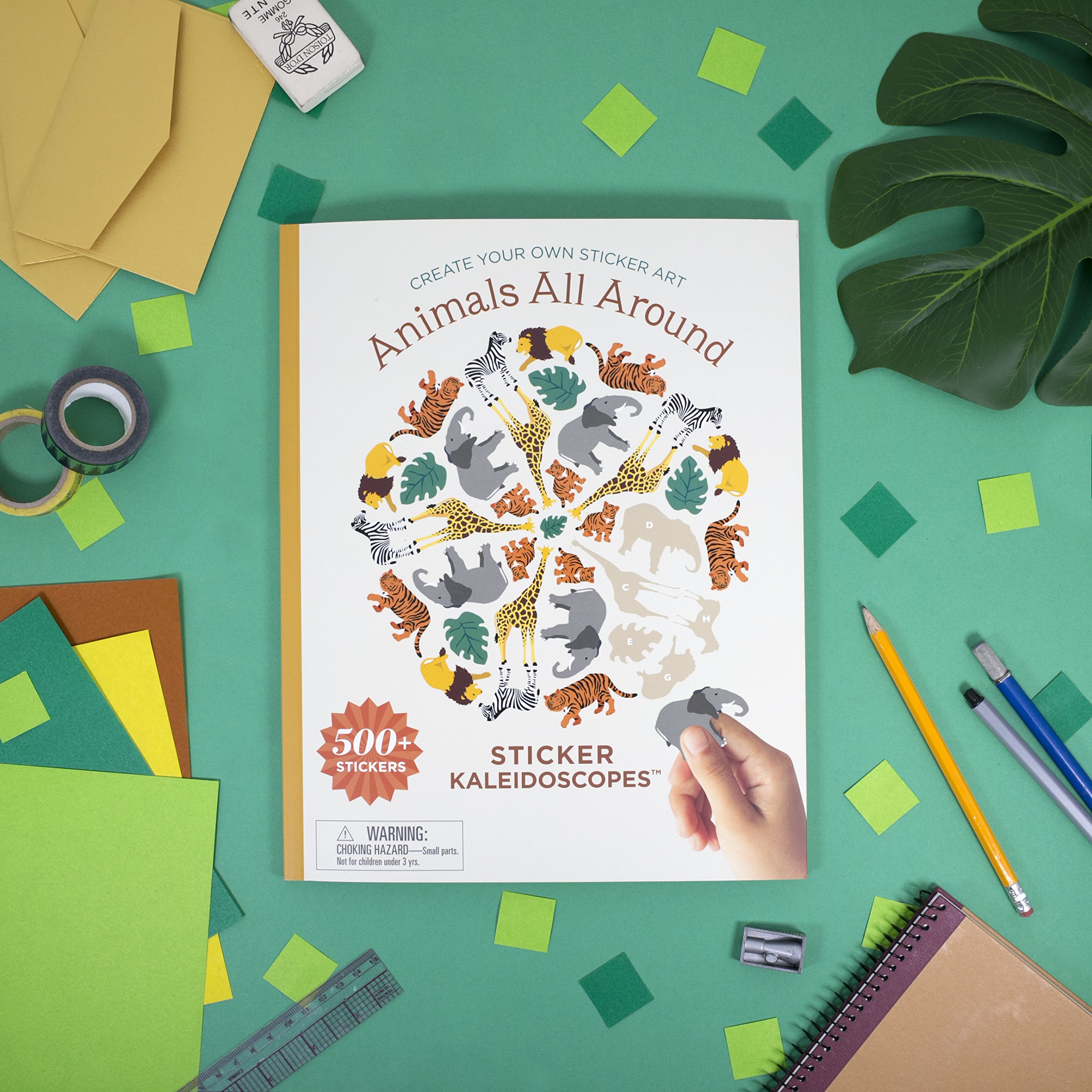 Mrs. Grossman's Sticker Kaleidoscopes Activity Book - DIY Mandala Art Kit with 500+ Stickers & 8 Designs, Sticker by Number for Kids & Adults, Creative Stress Relief & Mindfulness Activity (Animals Theme) - Perfect for Family Bonding, Party Favors & Art Therapy