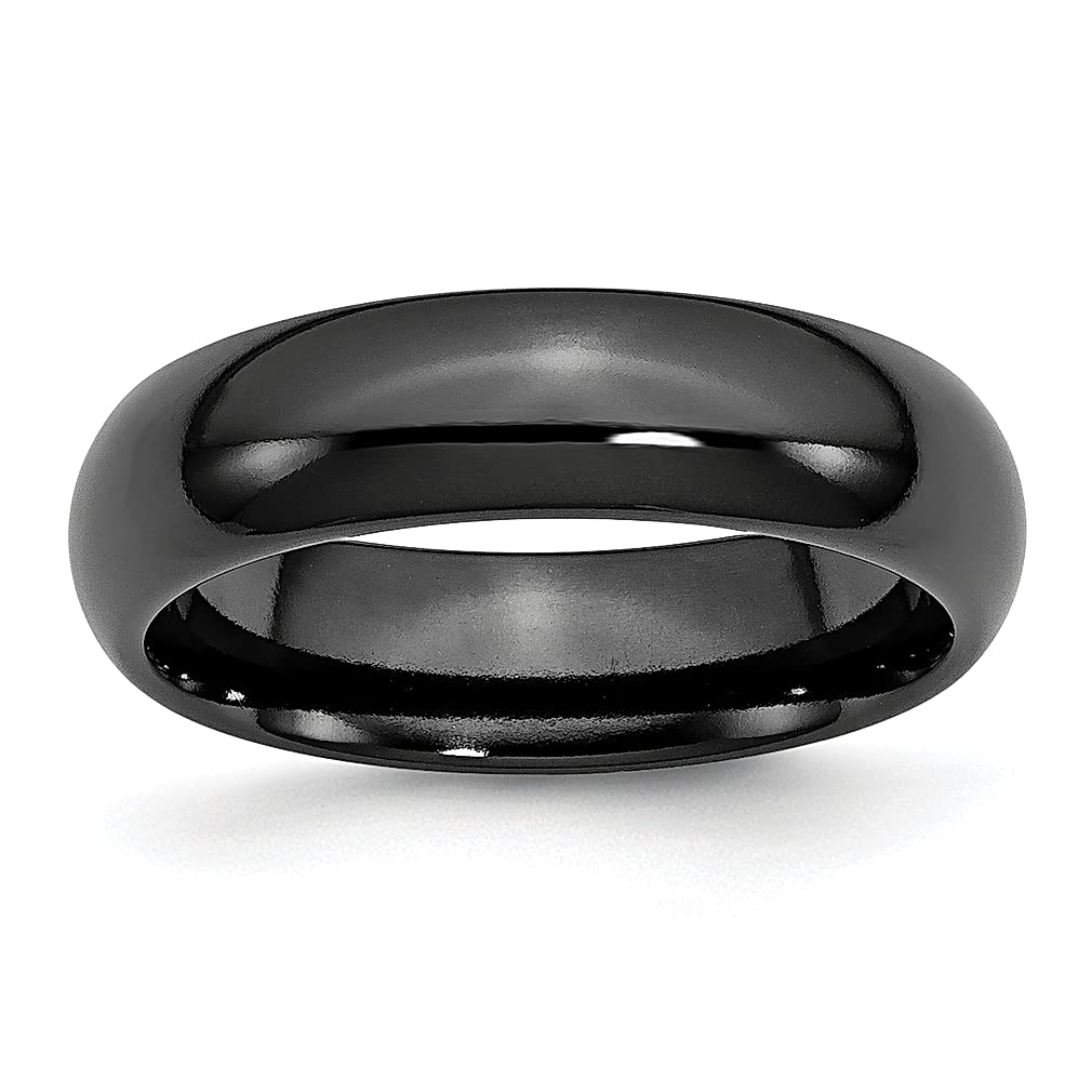 ICE CARATS 6mm Titanium Black Wedding Ring Band - Classic Domed Fashion Jewelry for Women, Durable & Hypoallergenic - Perfect Anniversary, Engagement & Bridal Gift for Her - Ideal for Everyday Wear & Special Occasions