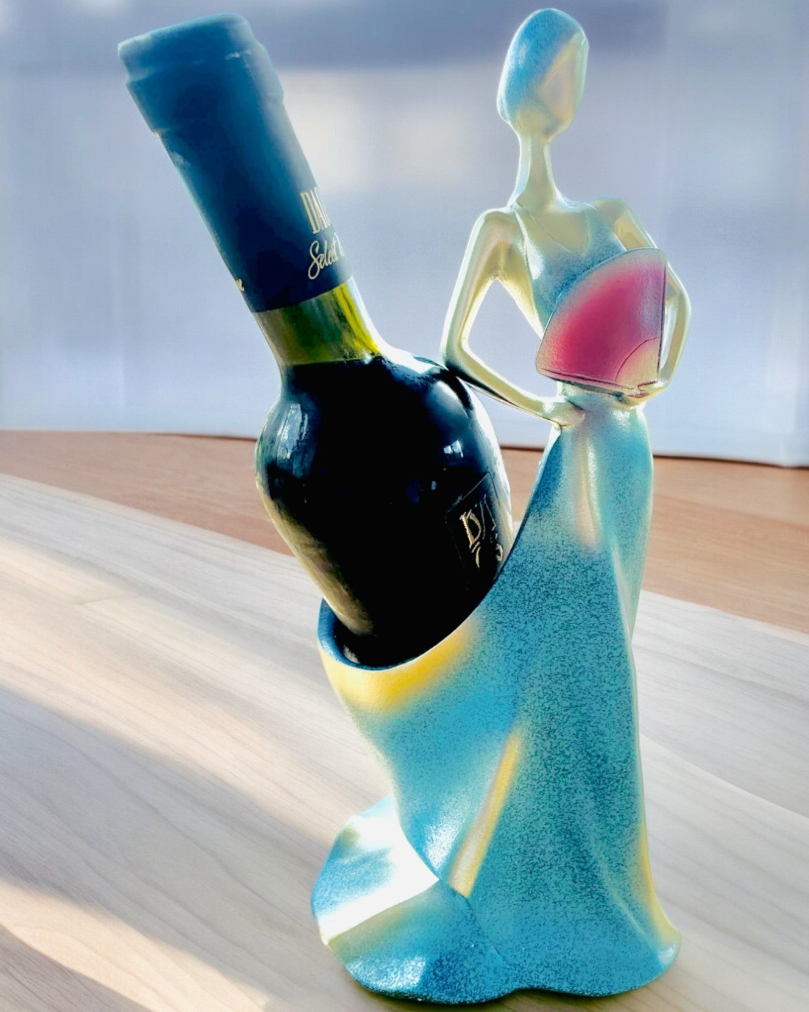 Elegant Personalized Engraved Lady Statue Bottle Holder - 2 Stylish Variants for Wine & Champagne - Perfect for Home Bar Decor, Wedding Gifts & Housewarming Presents