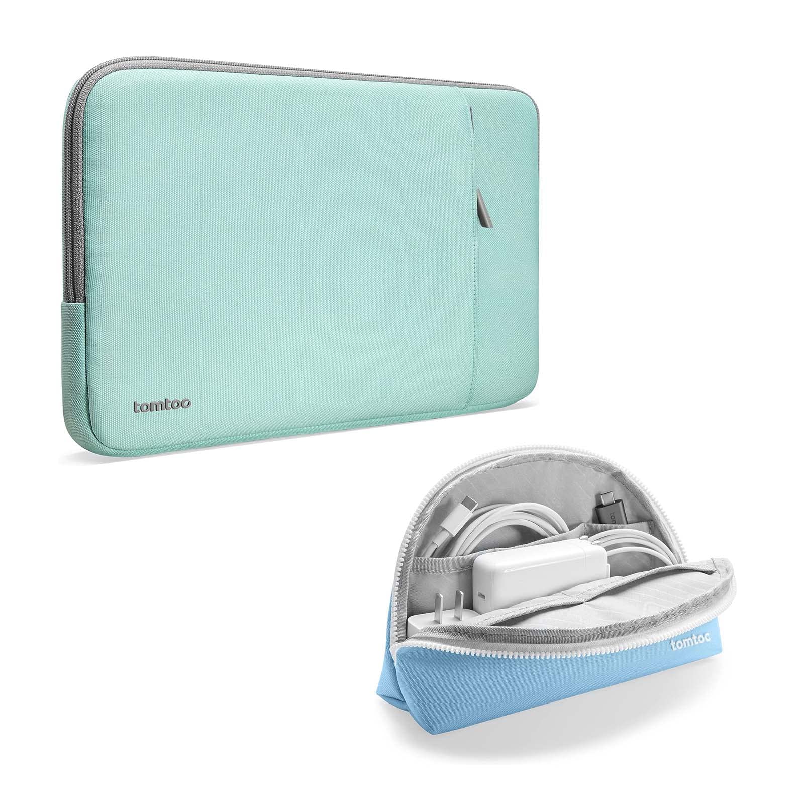 tomtoc 360 Protective Laptop Sleeve with Storage Pouch - Shockproof Case for 13-inch MacBook Air/Pro M1 (2020-2024) - Perfect for Travel, Office & School Use