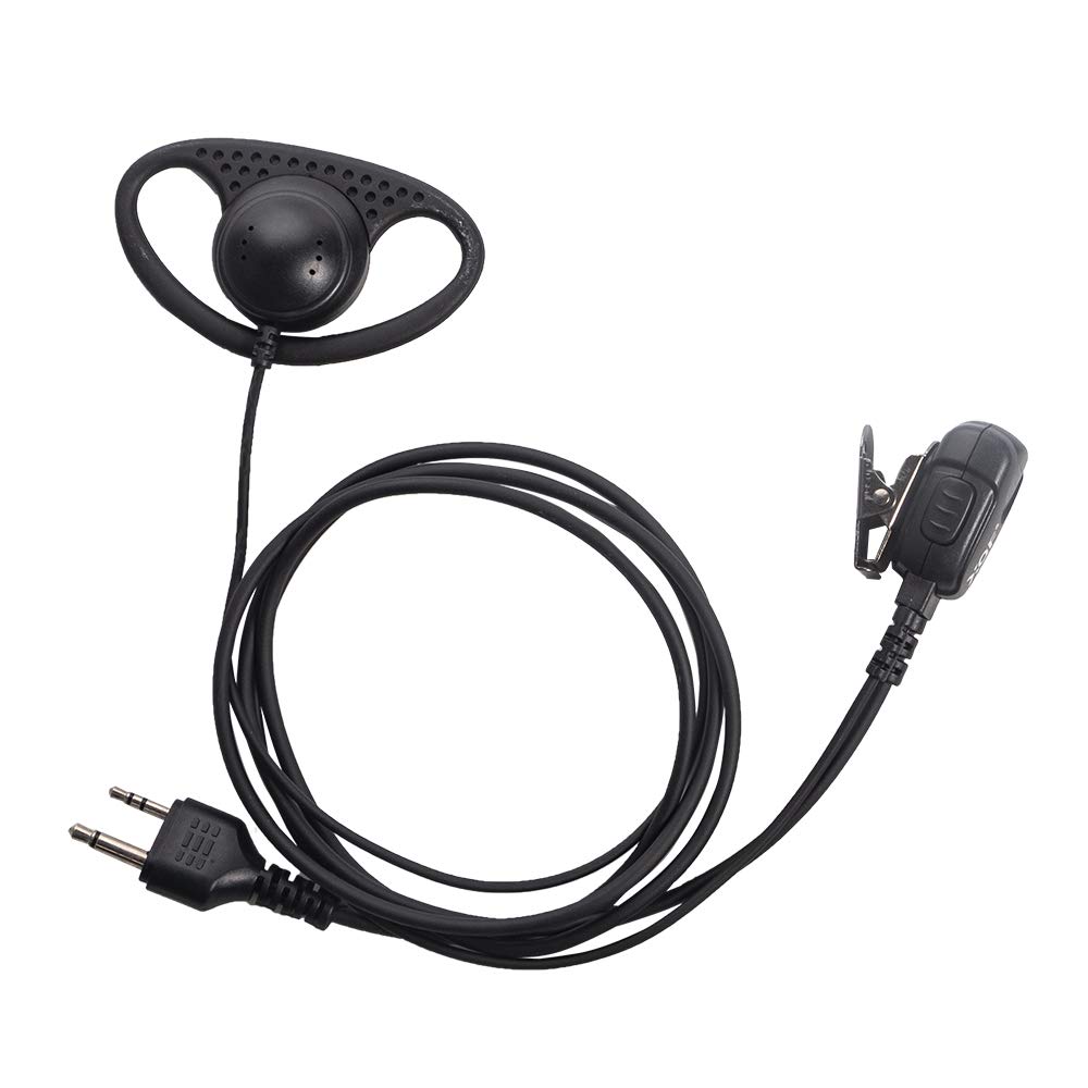 Midland Walkie Talkie Headset - D-Shape Earpiece with PTT Mic for GXT1000VP4, LXT500VP3, GXT1050VP4, GXT1000XB Two-Way Radios (2-Pin Connector) - Perfect for Construction, Security & Outdoor Adventures