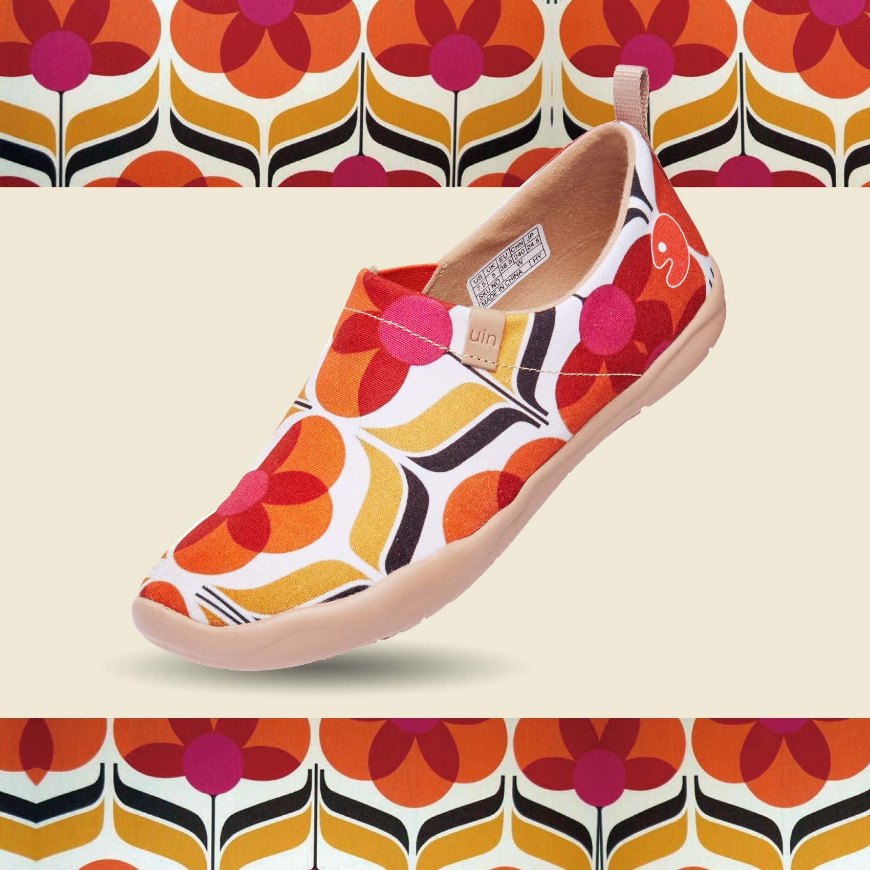 UIN Women's Slip On Sneakers - Comfortable Knit Loafers with Artistic Painting | Casual Walking Shoes for Everyday Wear, Travel & Outings