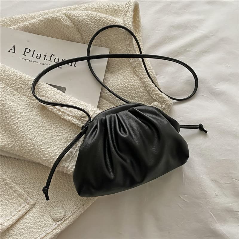 Stylish Women's Candy Color Soft Cloud Crossbody Shoulder Bag - Elegant Day Clutch Underarm Purse (Black, 18x4.5x12cm) - Perfect for Work, Shopping & Evening Outings