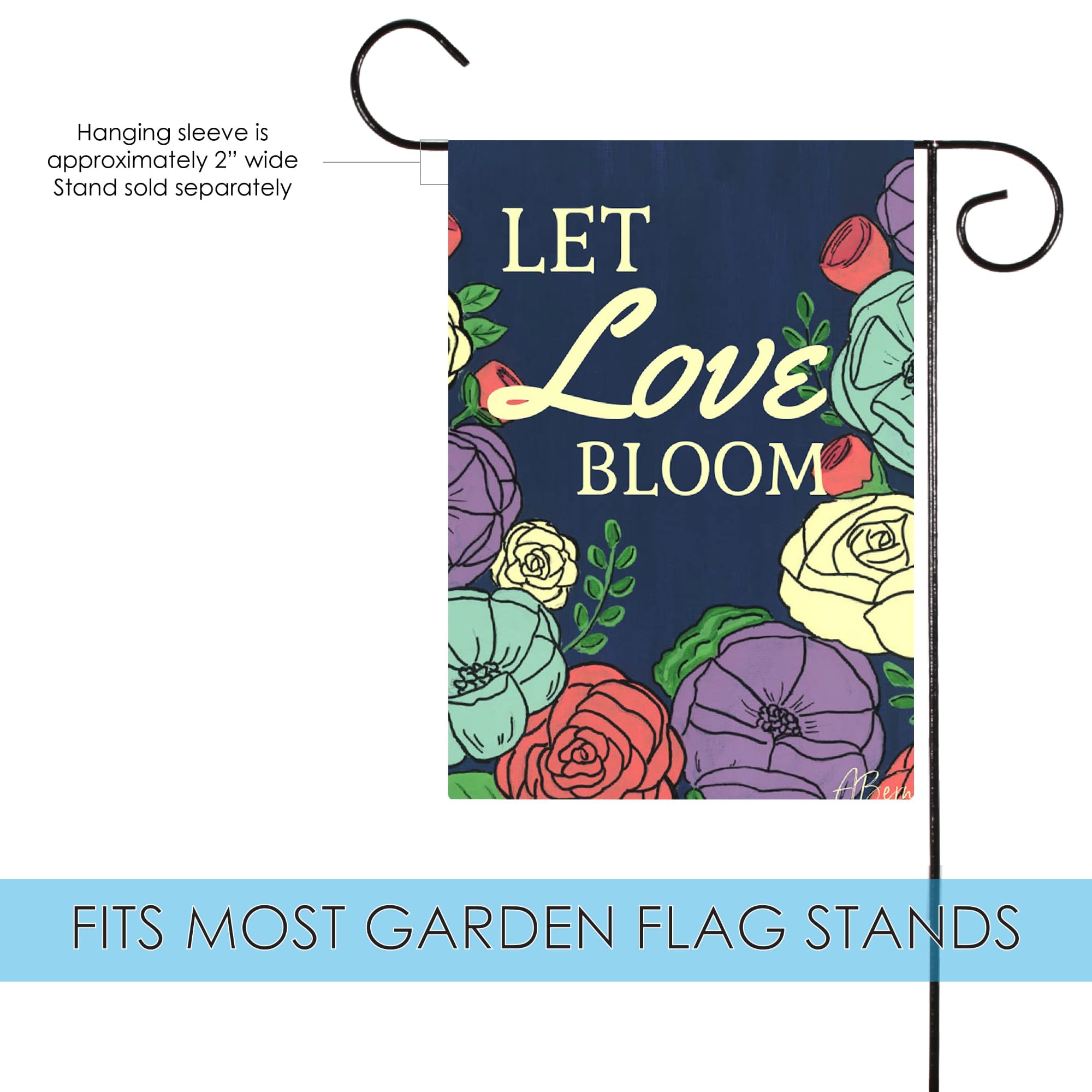 Toland Home Garden Let Love Bloom Double Sided Decorative Garden Flag 12.5x18 Inch - Perfect for Spring Decor, Front Yard Display & Seasonal Home Landscaping