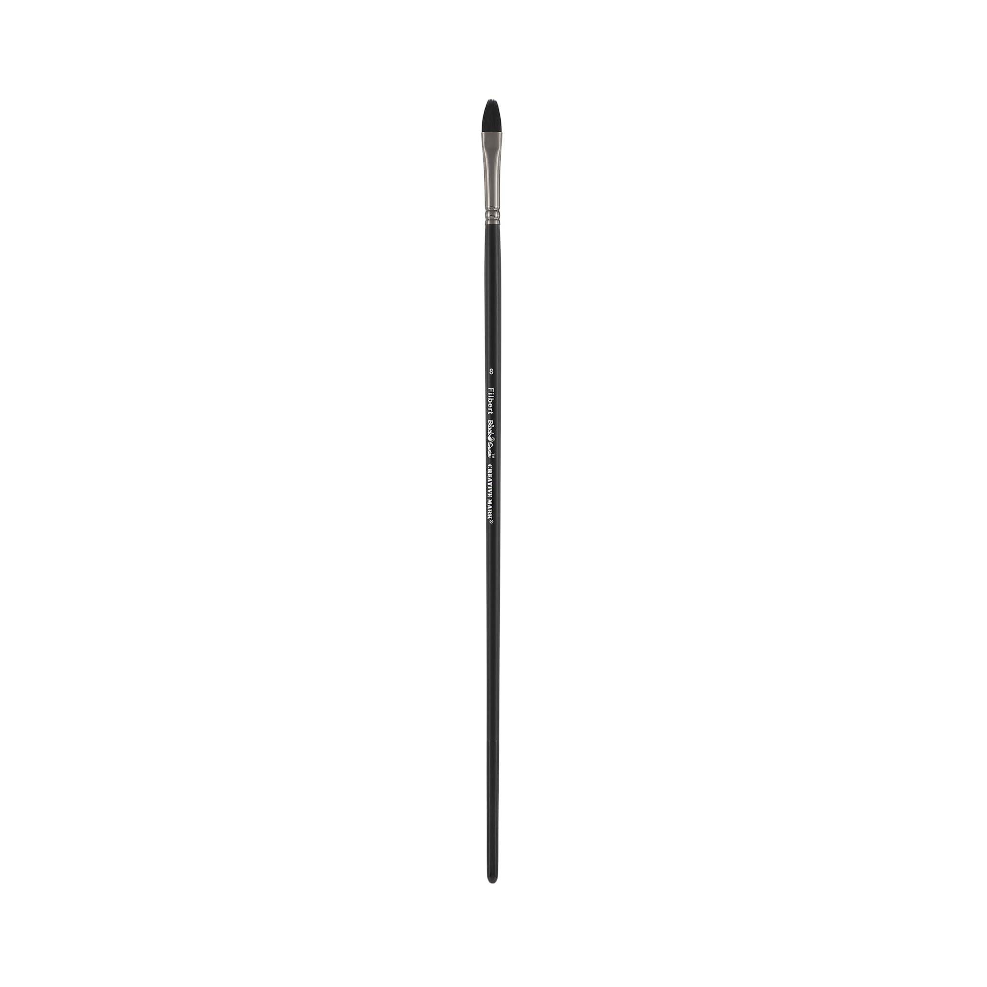 Professional Black Swan Synthetic Red Sable Paint Brushes - Filbert Size #8 - Long Handle Artist Brushes for Oil, Acrylic & Heavy Body Media - Perfect for Canvas, Wood & Fabric Painting - Ideal for Beginners & Professional Artists