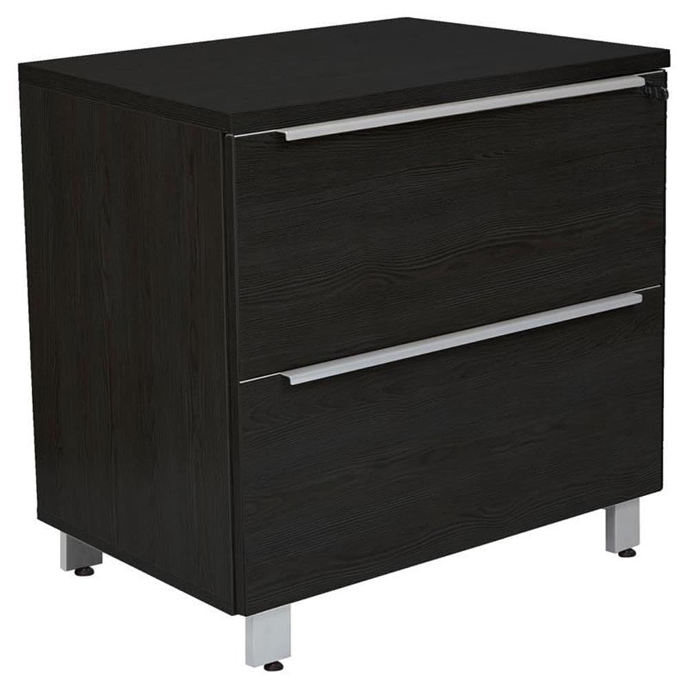 Espresso Wood Lateral File Cabinet with 2 Drawers - Unique Home Office Furniture for Document Storage & Organization