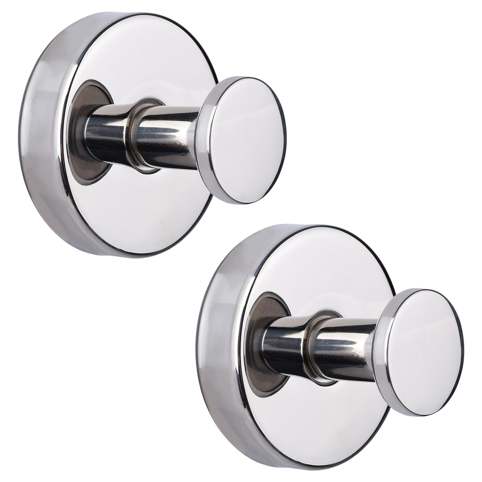 Stainless Steel Suction Hooks for Shower, Bathroom & Kitchen - 2 Pack Chrome Towel Hooks for Glass, Mirror & Tile - Holds up to 15 lbs for Hanging Towels, Coats, Loofahs & Robes - Perfect for Bathroom Organization & Space Saving