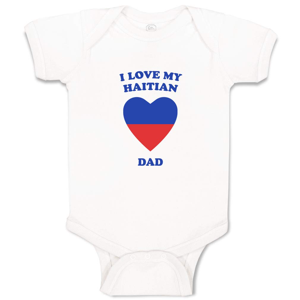 Funny Cotton Baby Bodysuit - I Love My Haitian Dad for Boys & Girls - Perfect for Family Photos & Special Occasions