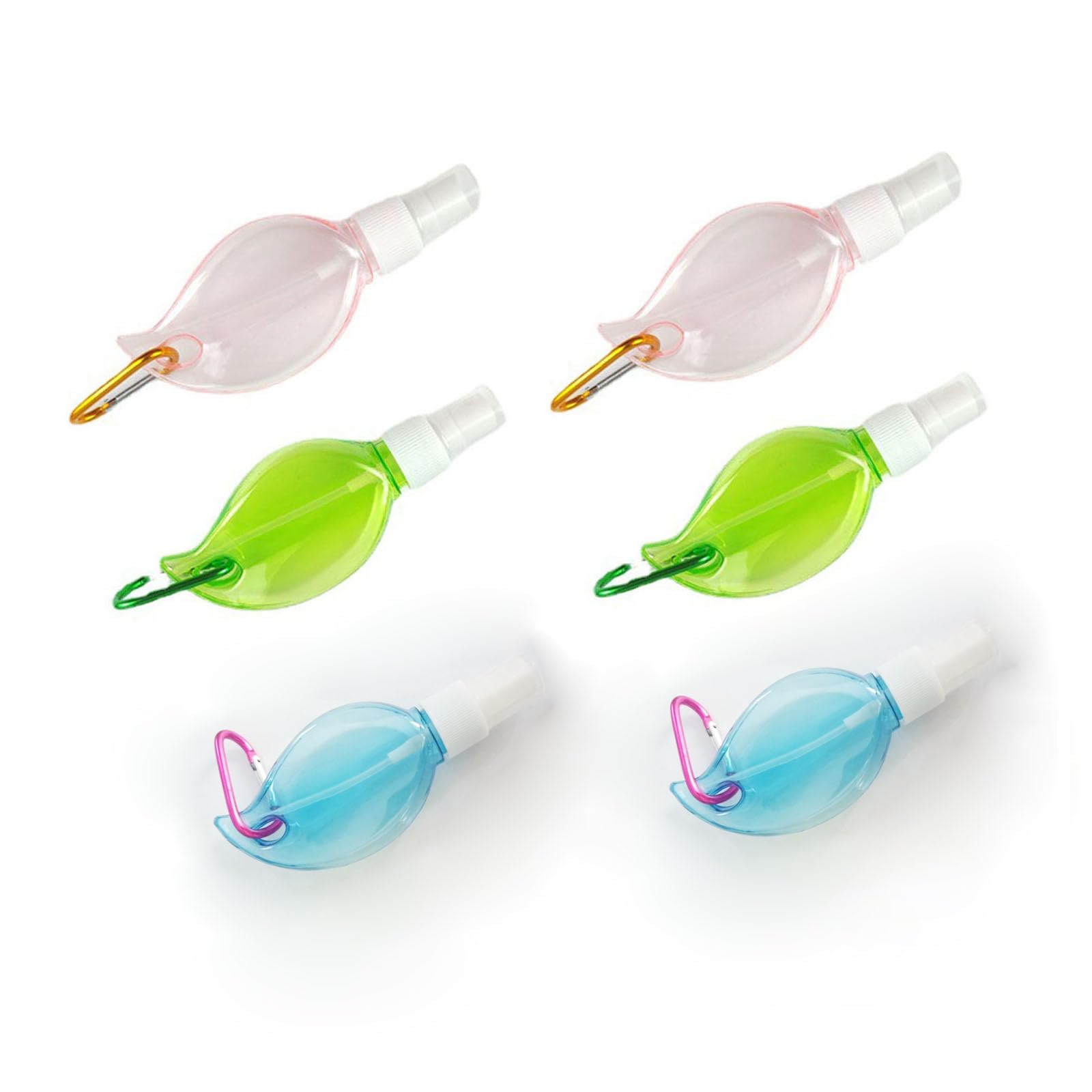 6 Pack Mini Spray Bottles 2oz (50ml) - Travel Size Empty Refillable Fine Mist Water Sprayer with Clips & Carabiner | Portable Hand Sanitizer, Essential Oil, Perfume Dispenser | Perfect for Travel, Gym, Home & Office Use