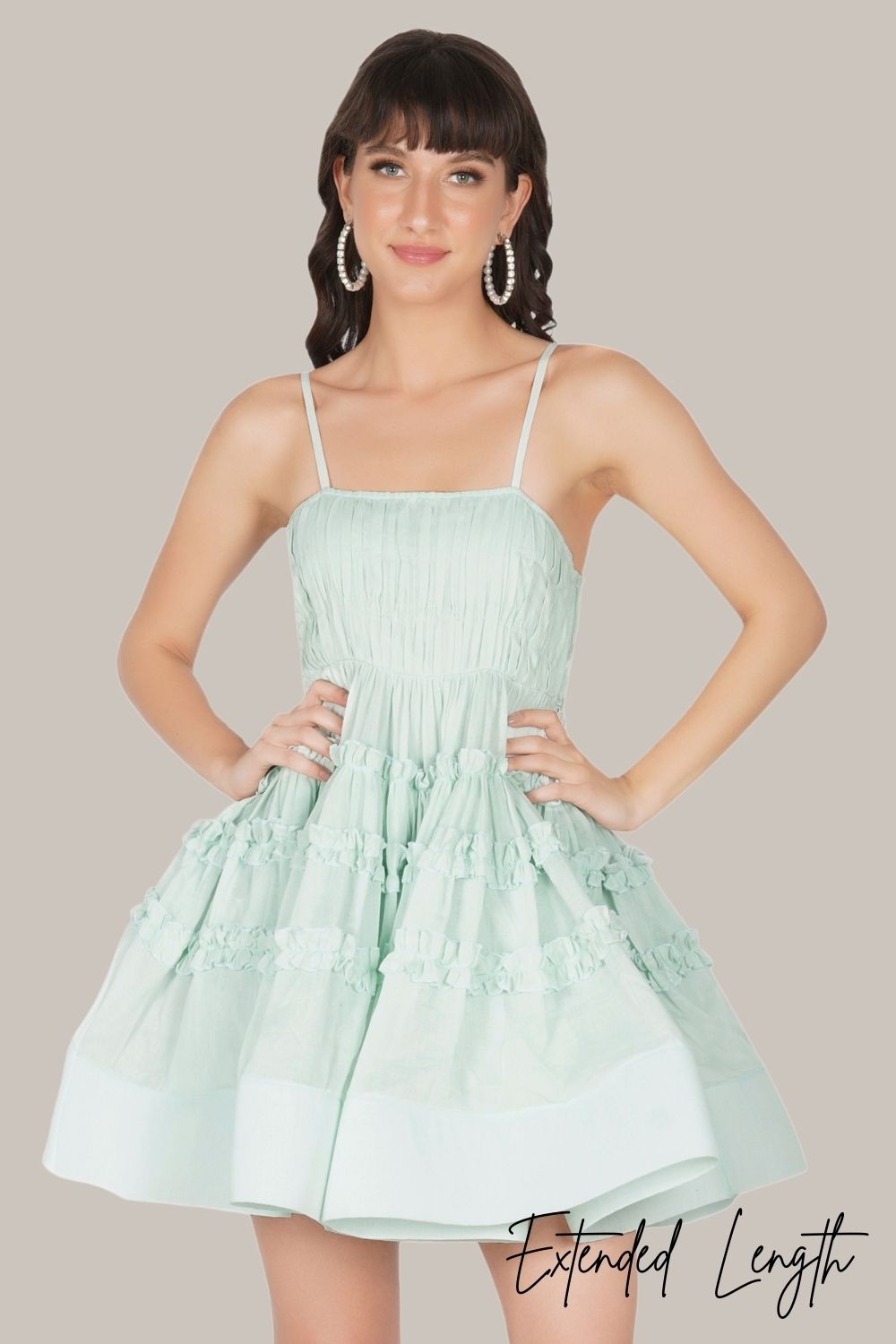 Bethan Cotton Mini Dress in Sage Green - Casual Summer Dress for Women, Perfect for Beach, Brunch, and Date Nights
