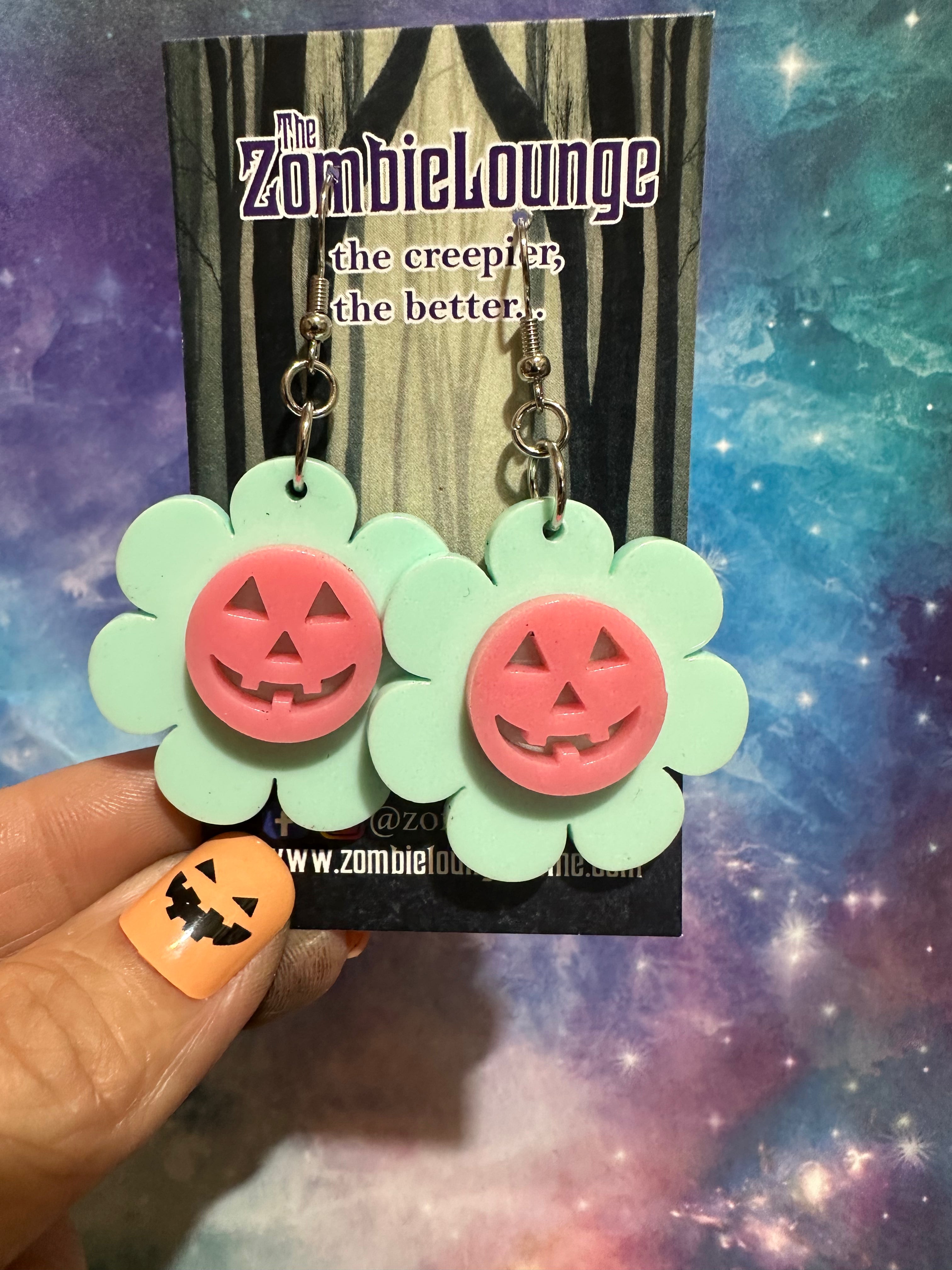 Pumpkin Daisy Earrings for Women - Cute Floral Dangle Earrings for Fall, Halloween, Thanksgiving - Gold Plated Pumpkin Flower Jewelry Gift for Her - Perfect for Parties, Holidays & Everyday Wear