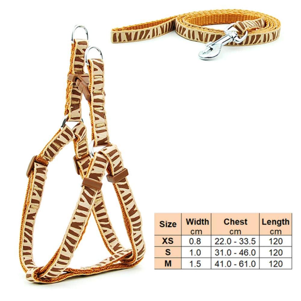 Adjustable Dog Harness and Leash Set for Small Dogs - Chihuahua, Terrier, Schnauzer - Soft Vest Harness with Car Seat Belt & Gentle Leader - Brown Zebra Print - Perfect for Outdoor Walks, Car Rides & Training