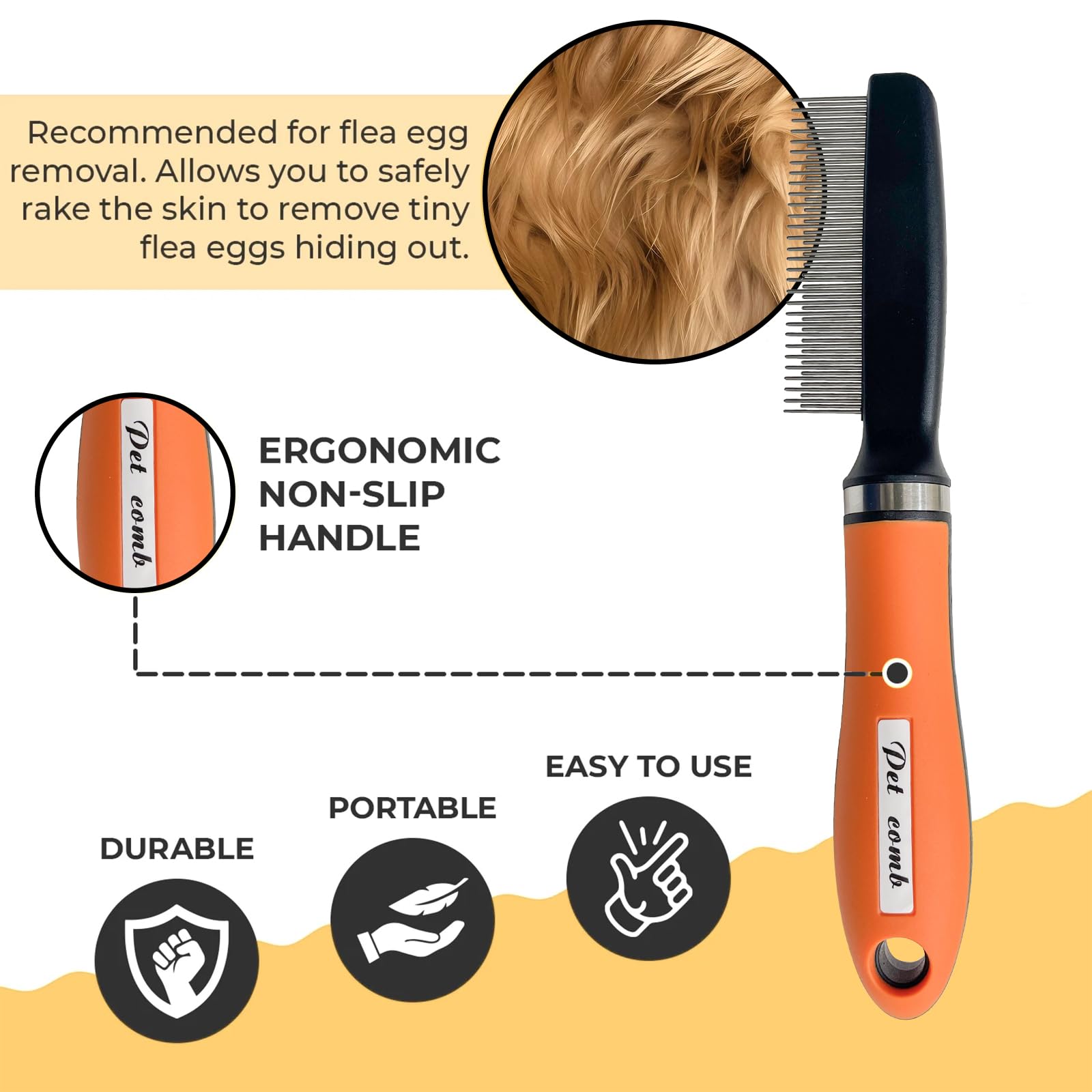 Best Dog Brush for Shedding Control - Gentle Deshedding Tool for Long Haired Dogs - Orange Pet Grooming Kit - Perfect for Daily Brushing & Coat Maintenance at Home