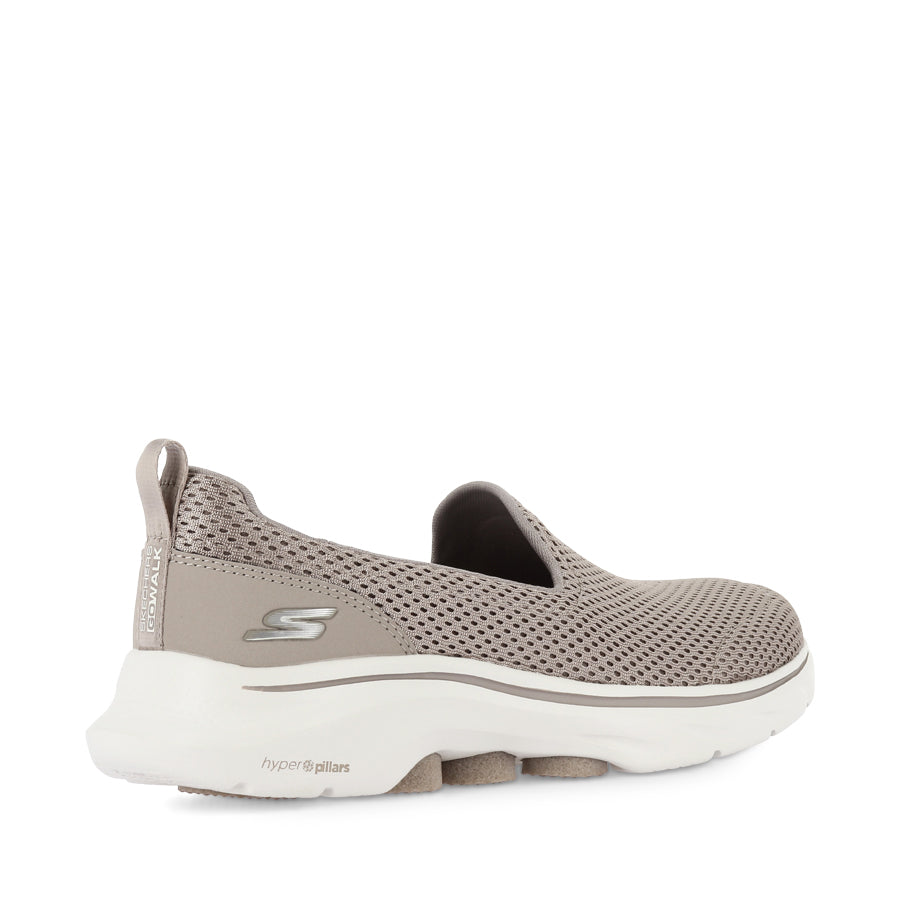 Skechers GO WALK 7 Women's Slip-On Walking Shoes - Lightweight & Comfortable Sneakers for Walking, Travel & Everyday Wear - Taupe Color