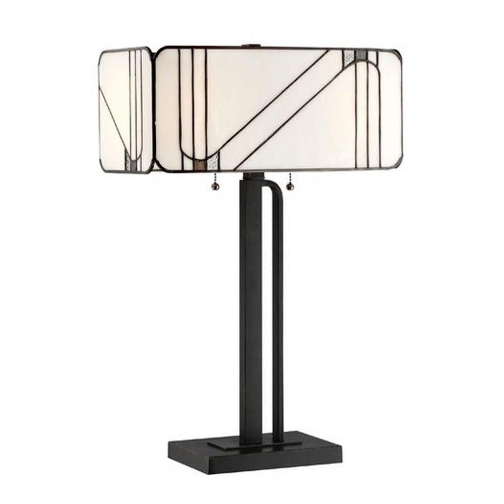 Lite Source Tulani Antique Black Tiffany-Style Stained Glass Table Lamp - Perfect for Living Room, Bedroom & Office Decor