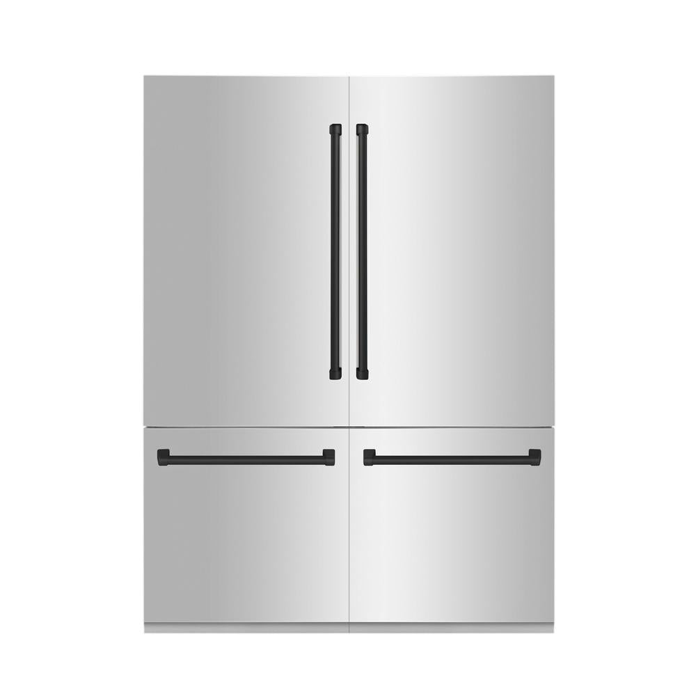 ZLINE Autograph Edition 60-Inch French Door Built-In Refrigerator - 32.2 cu ft Bottom Freezer, Stainless Steel with Matte Black Accents, Water Dispenser & Ice Maker | Perfect for Modern Kitchens, Open-Concept Homes & Luxury Appliances Collection (Model RBIVZ 304 60 MB)