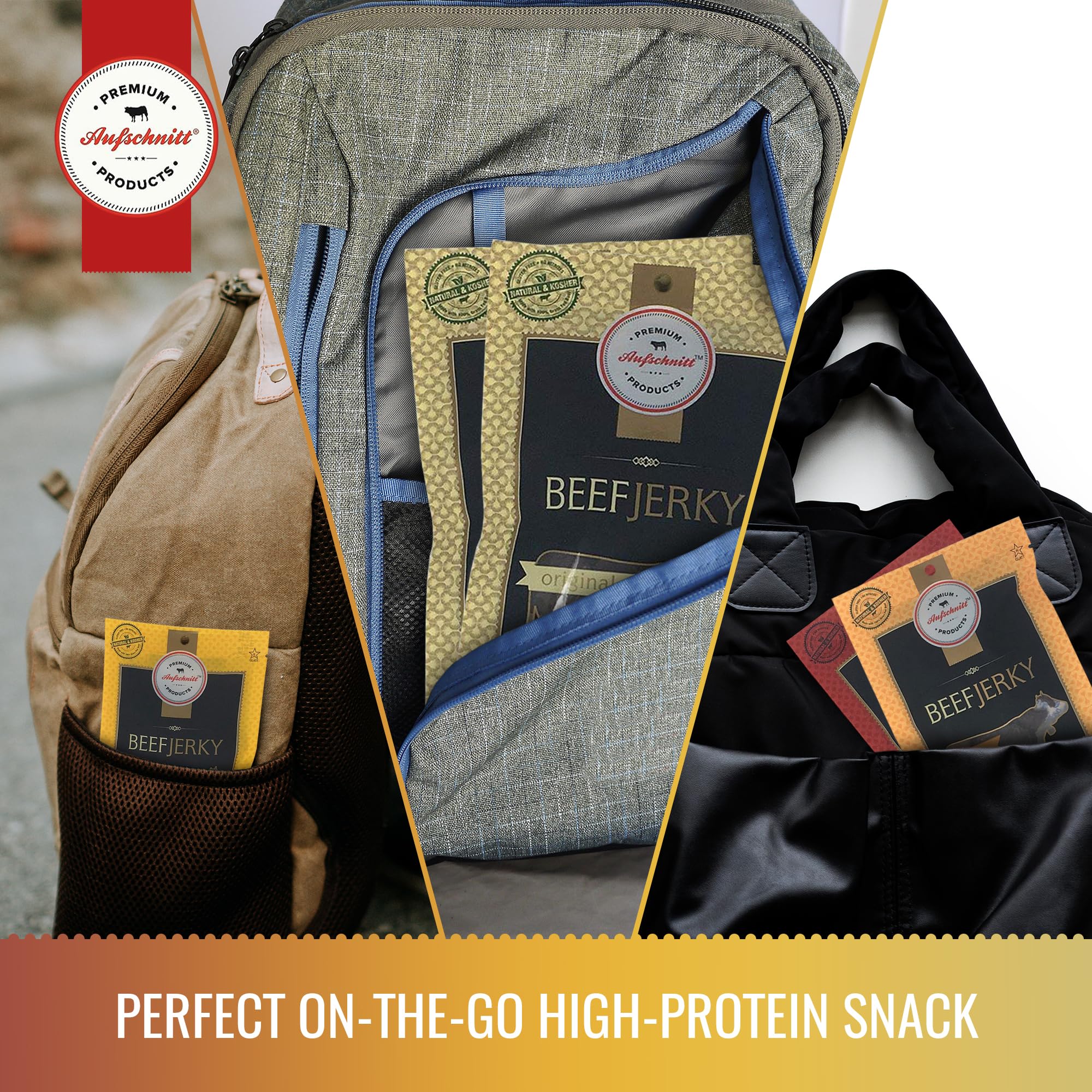 Premium Grass Fed Beef Jerky - Low Sodium, Kosher Certified, Keto & Halal Friendly - 24 Pack Variety Assortment - Perfect for Snacking, Hiking, Travel & Protein Boost - Made in USA