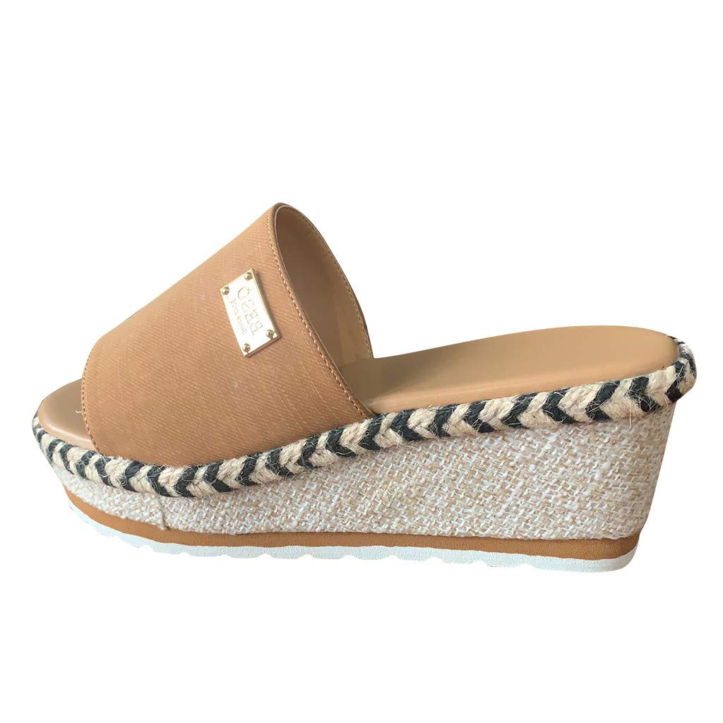 Women's Platform Sandals - Comfortable Wedge Slide Sandals with Open Toe for Casual & Dressy Outfits | Espadrille Design for Walking, Beach, Summer & Daily Wear (Coffee, Size 8.5)