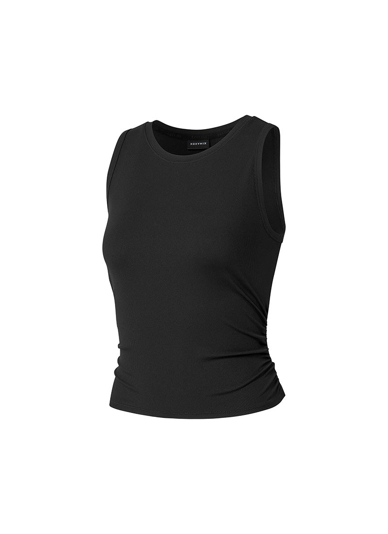 Ribbed Back Twist Sleeveless Top - Women's Fashion Stretch Knit Camisole for Casual Wear, Layering & Summer Outfits