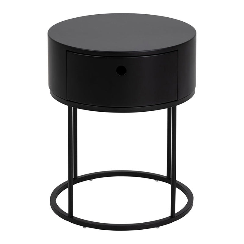 POLON Nightstand 40cm Black - Modern Bedside Table for Small Spaces, Bedroom, Living Room & Office