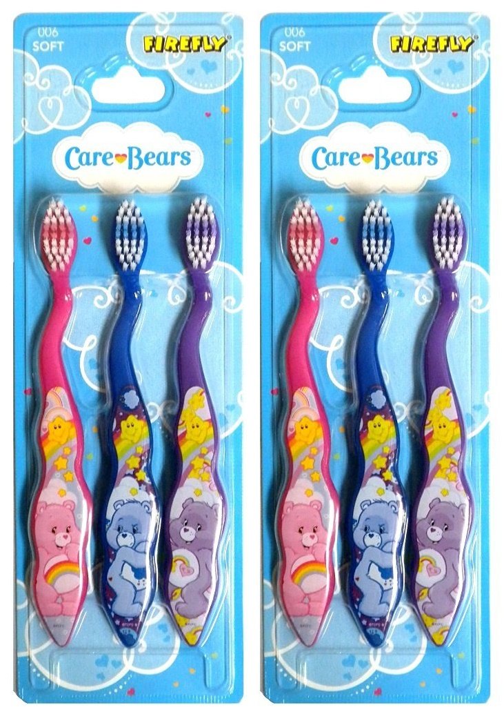 Care Bears Kids Toothbrush Set - Soft Bristles for Gentle Cleaning, 6 Toothbrushes (3 Pack x 2) - Fun Children's Dental Care for Home & Travel
