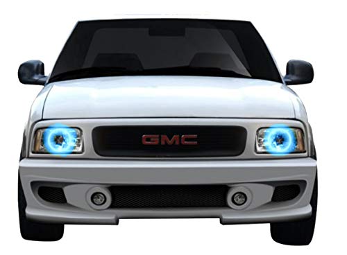 Flashtech LED RGB Multi-Color Halo Ring Headlight Kit with ColorFuse Technology - Bluetooth & RF Remote Control, Smartphone APP Compatible - Fits GMC Sonoma 1994-1997 Models | Upgrade Your Truck Lighting for Night Driving & Custom Car Shows