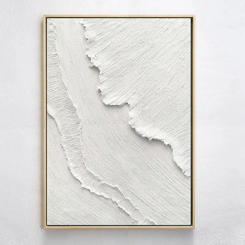 White Minimalist Textured Painting Canvas - Abstract Wall Art for Modern Home Decor | Perfect for Living Room, Bedroom & Office | High-Quality Artist Canvas #MM026