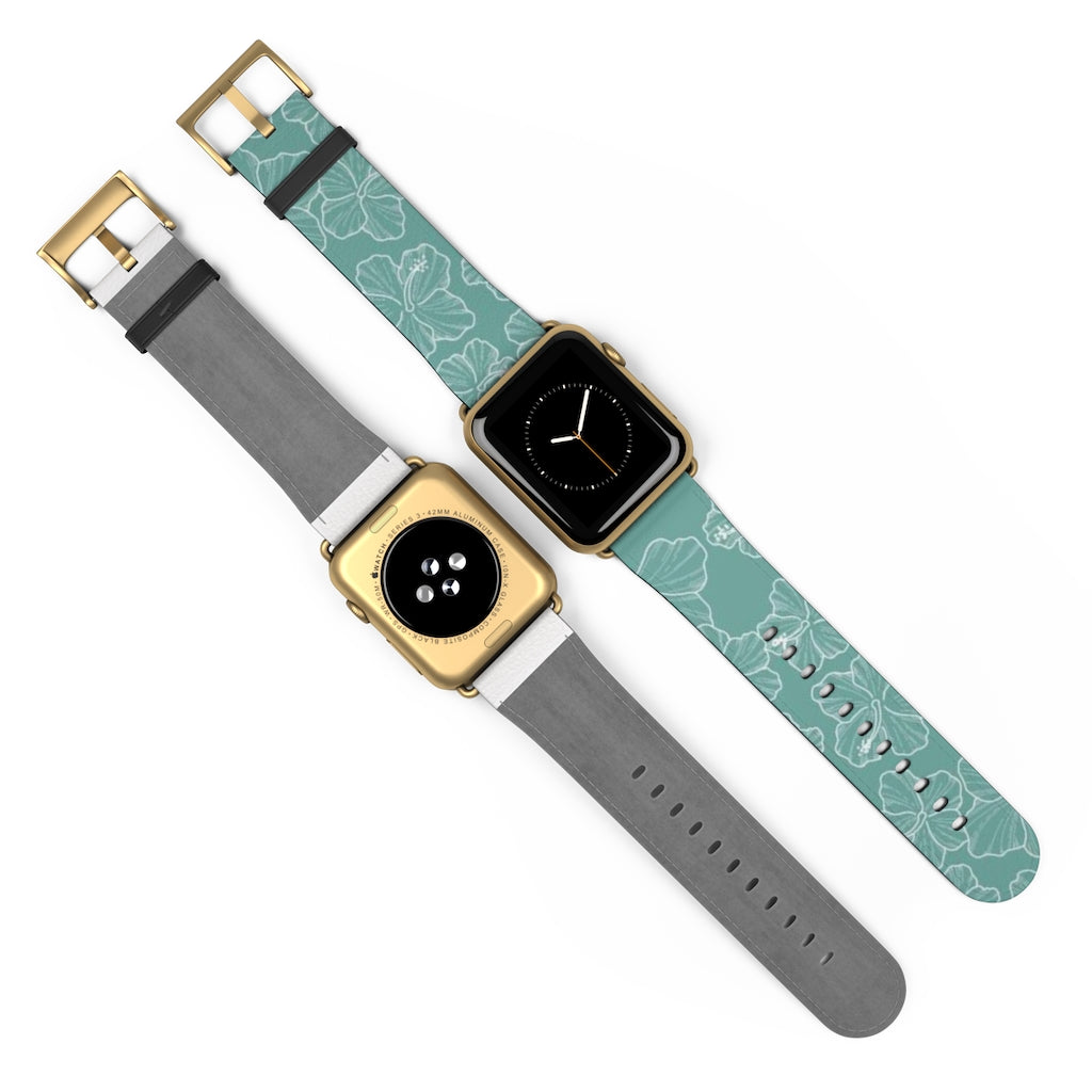 Premium Teal Hibiscus Watch Band - Stylish & Durable Replacement Strap for Apple Watch, Fitbit & Samsung - Perfect for Workouts, Casual Wear & Outdoor Activities