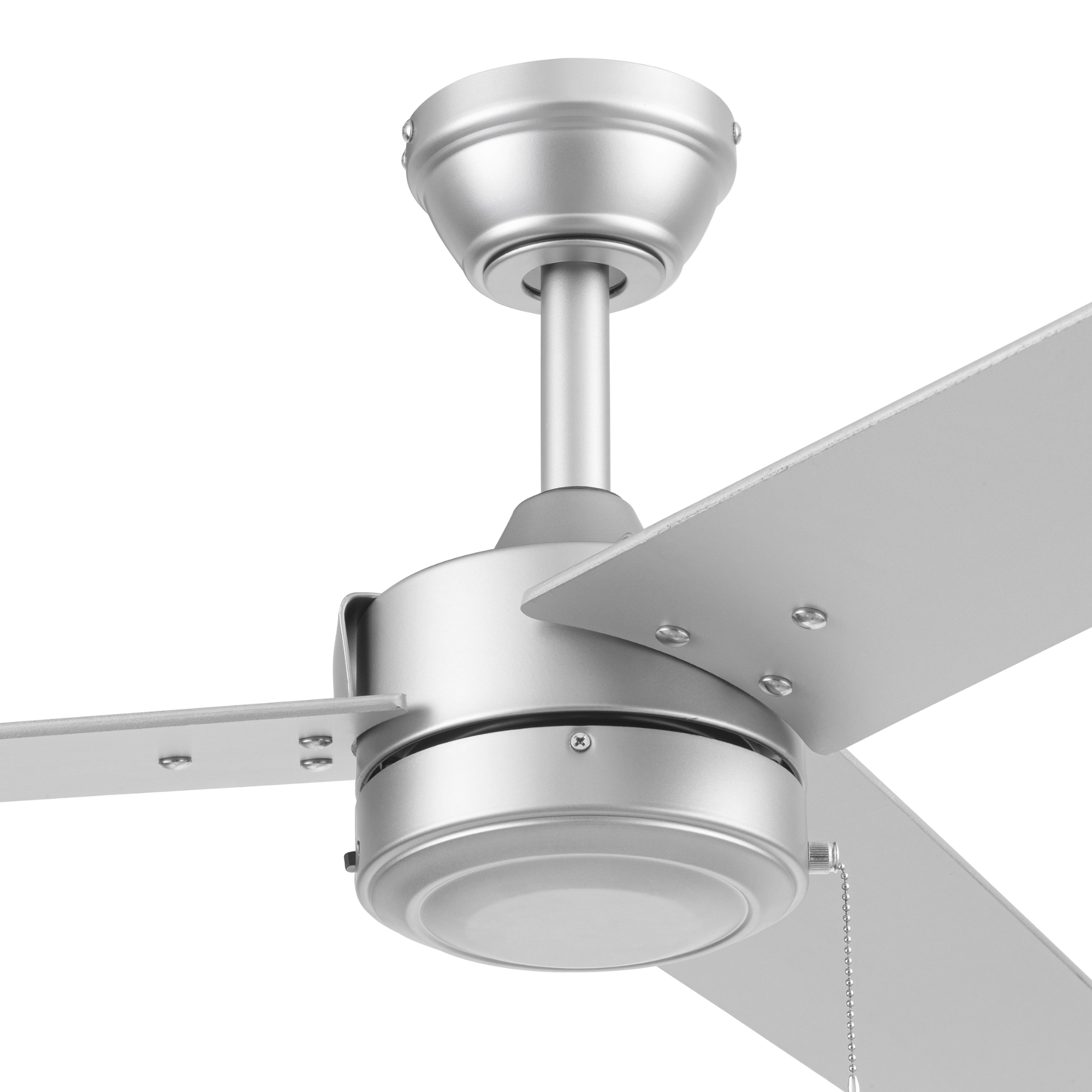 52 Inch Brushed Nickel Ceiling Fan with Pull Chain - Indoor/Outdoor Use for Living Room, Bedroom, Patio & Covered Porch