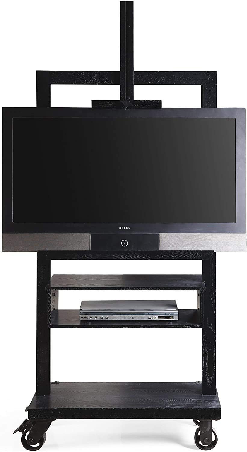 Posh Pollen Cullen Easel Style Entertainment Console - Black TV Stand for Living Room, Bedroom & Home Theater | Modern Media Storage Unit with Adjustable Shelves