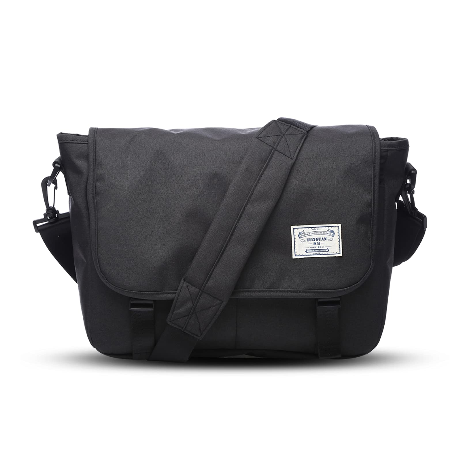 FANDARE Messenger Bag for Men & Women - Durable Polyester Crossbody Satchel, Laptop Briefcase for Work, School & Travel - Black (Fits 15.6