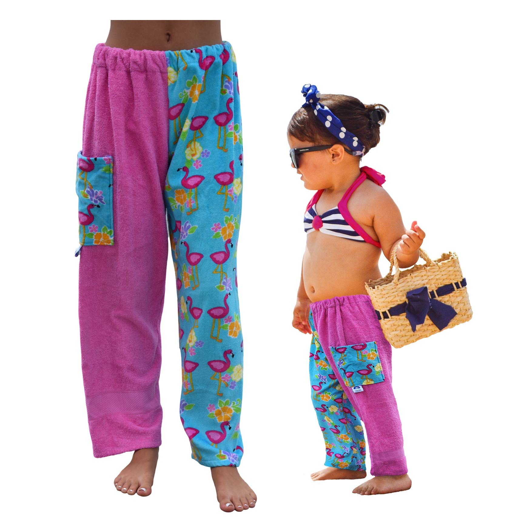 Kids Cotton Terry Towel Pants for Swimming & Beach - Soft Pink Swim Cover-Up by Paradise Towelwear - Perfect for Poolside, Resorts & Water Activities (Size Small)